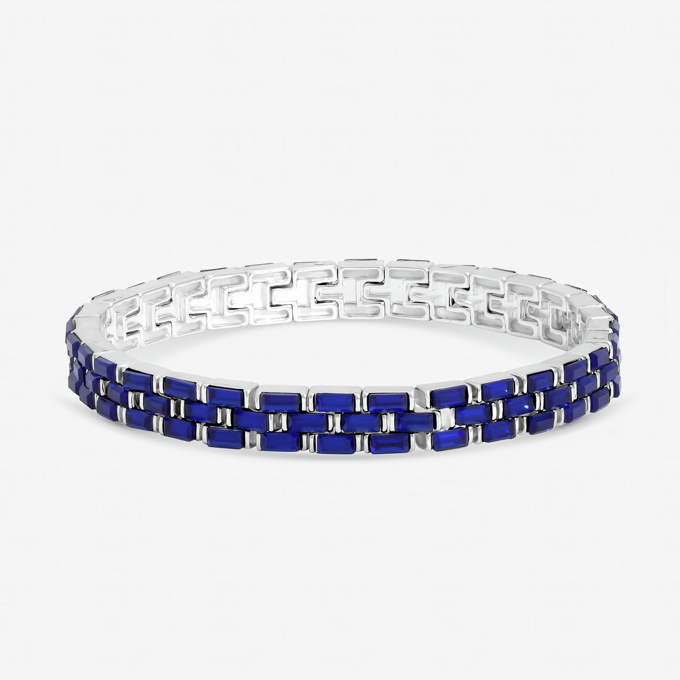 Jon Richard Silver Plated Sapphire Chain Stretch Bracelet