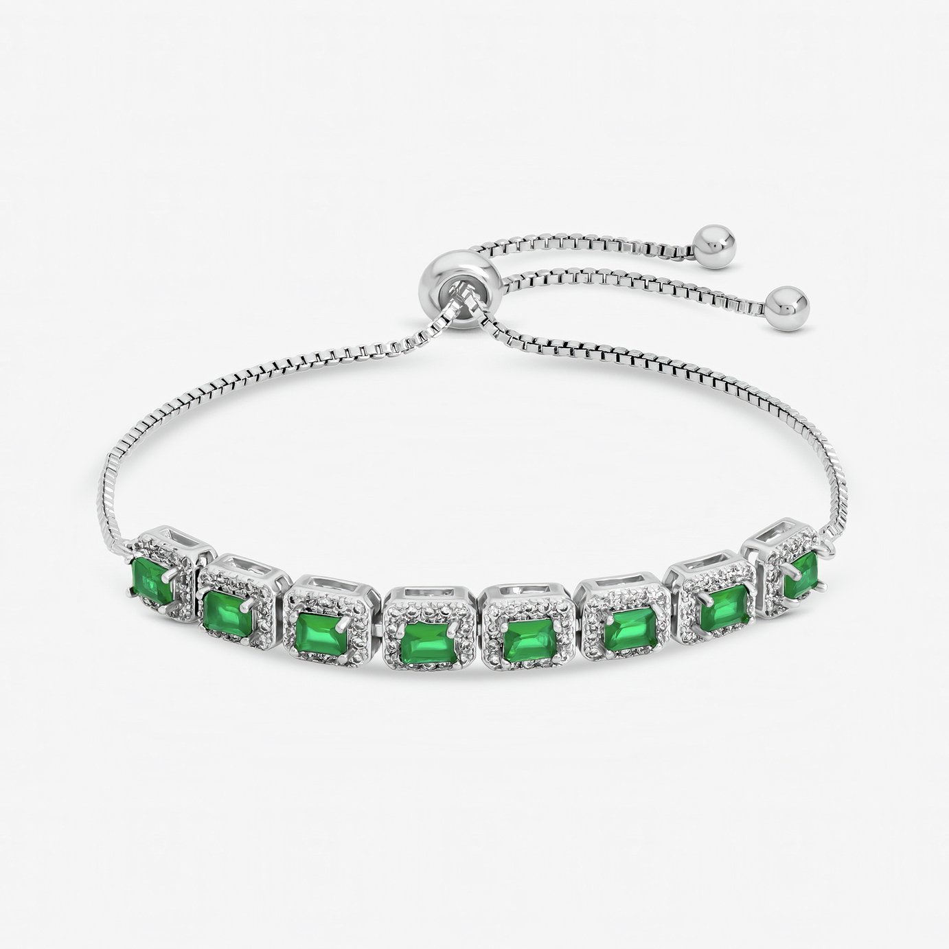 Jon Richard Rhodium Plated Cubic Zirconia Emerald Bracelet