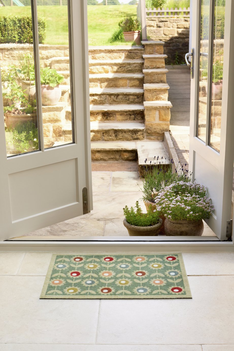 My Mat Multi Floral Sage Green Doormat - 50x75cm