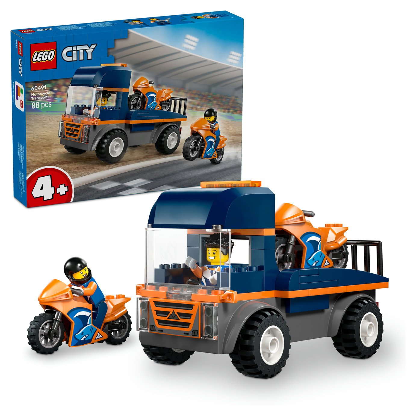 LEGO City Motorcycle Transporter Flatbed Toy 60491