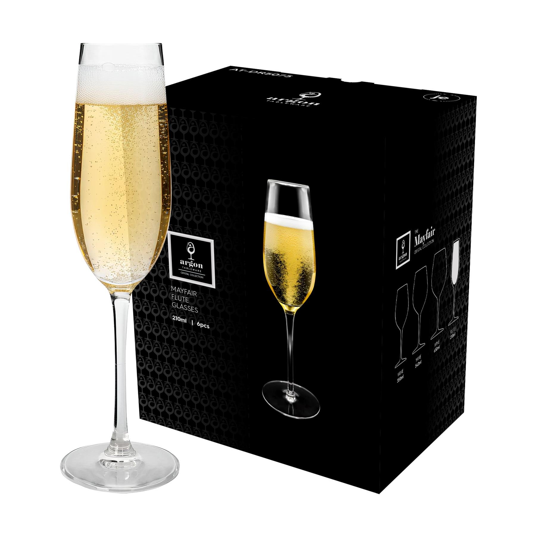 Argon Tableware Mayfair Crystal Champagne Flutes - 210ml - Pack of 24