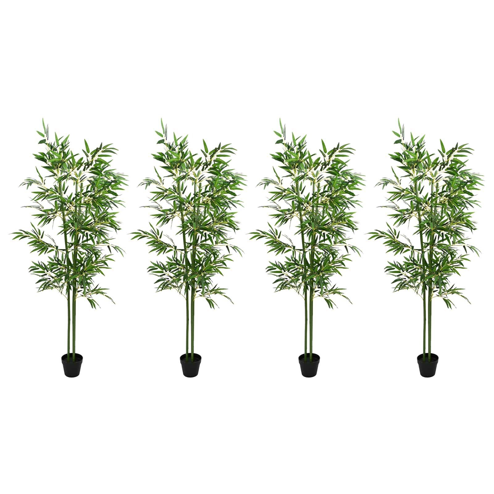 Walplus Pack of 4 Bamboo Artificial Bambo Tree - Green - 60 x 18 x 190 cm