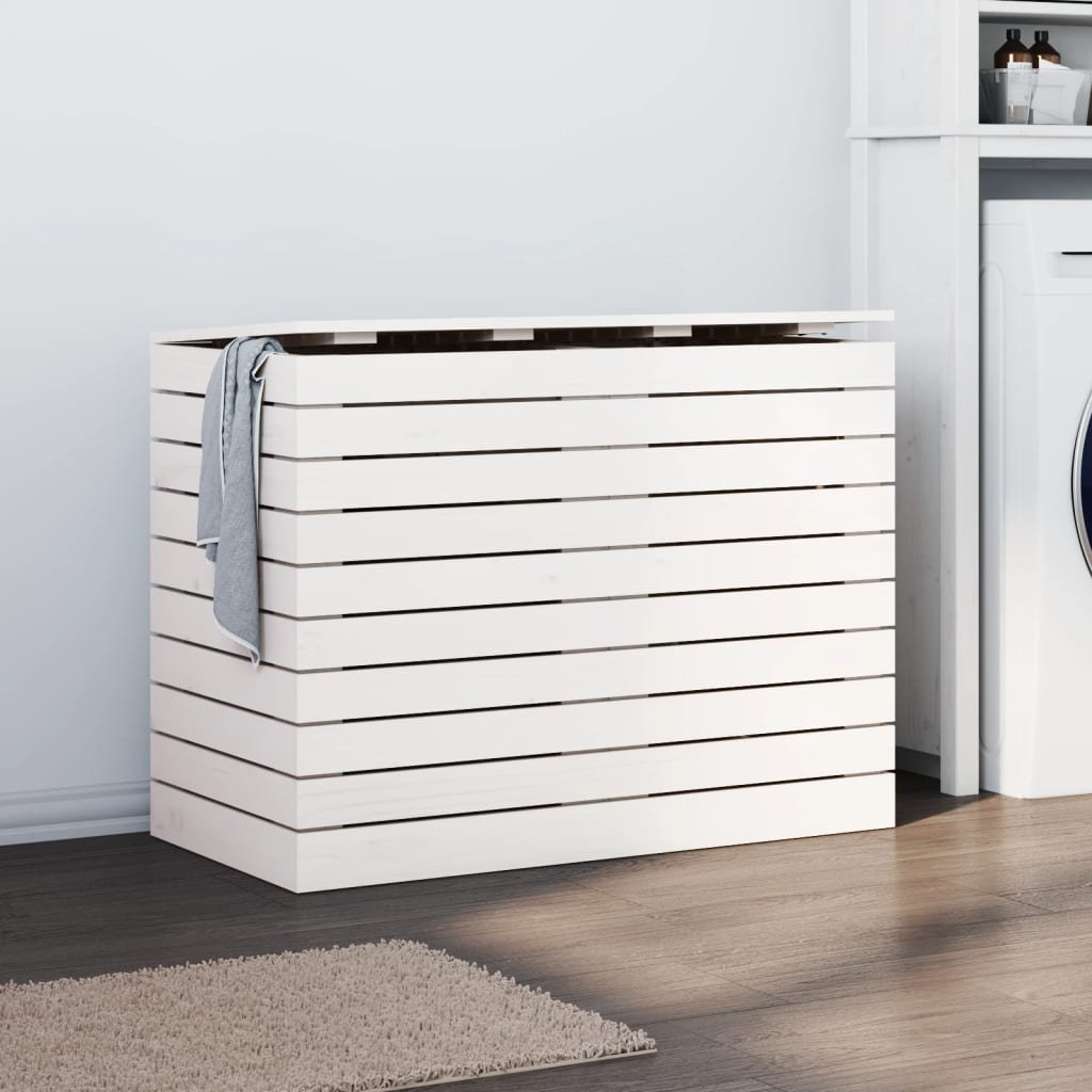 Walplus Wood Laundry Basket - White - 88.5 x 44 x 66 cm