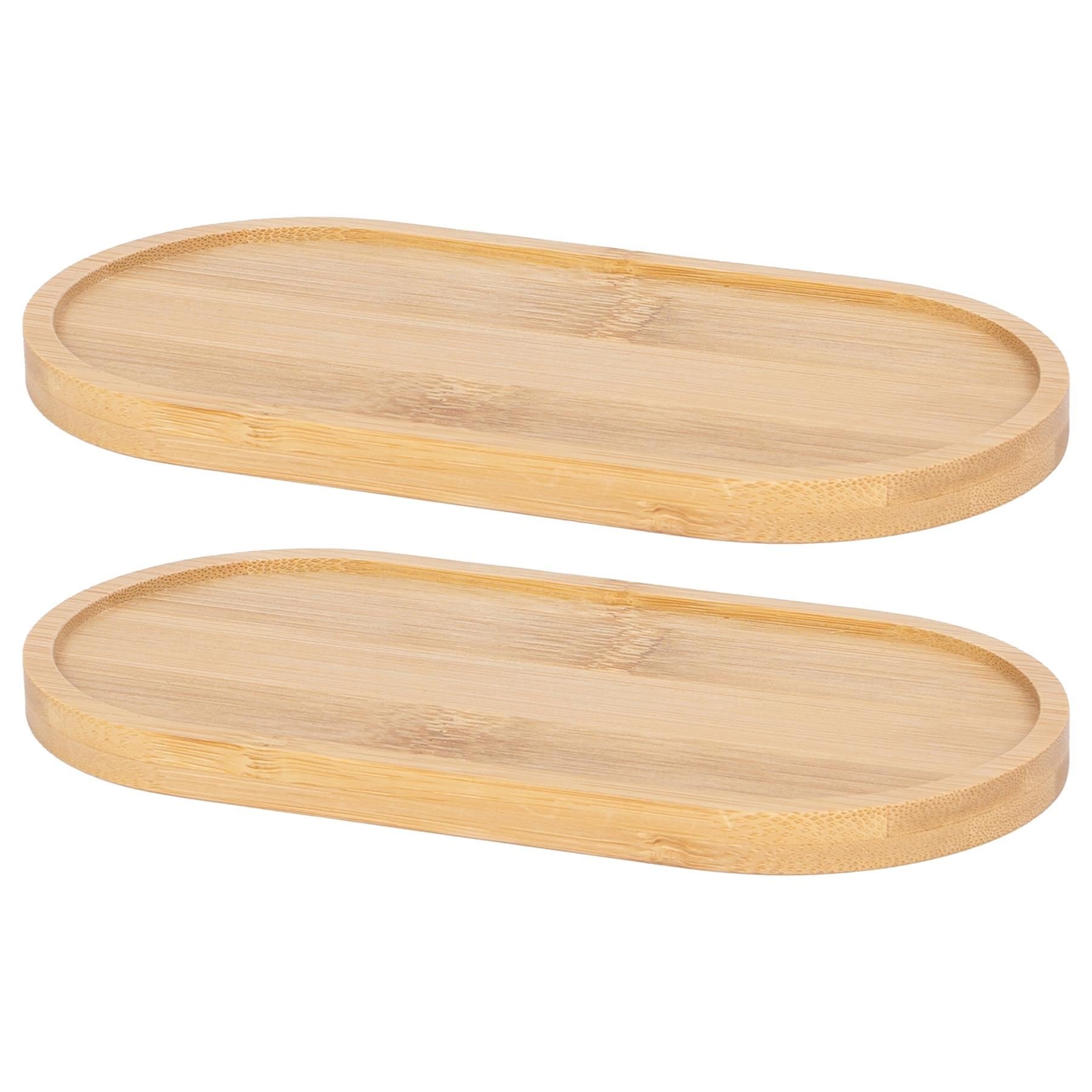 Harbour Housewares Bamboo Soap Dispenser Trays - Brown - Pack of 2
