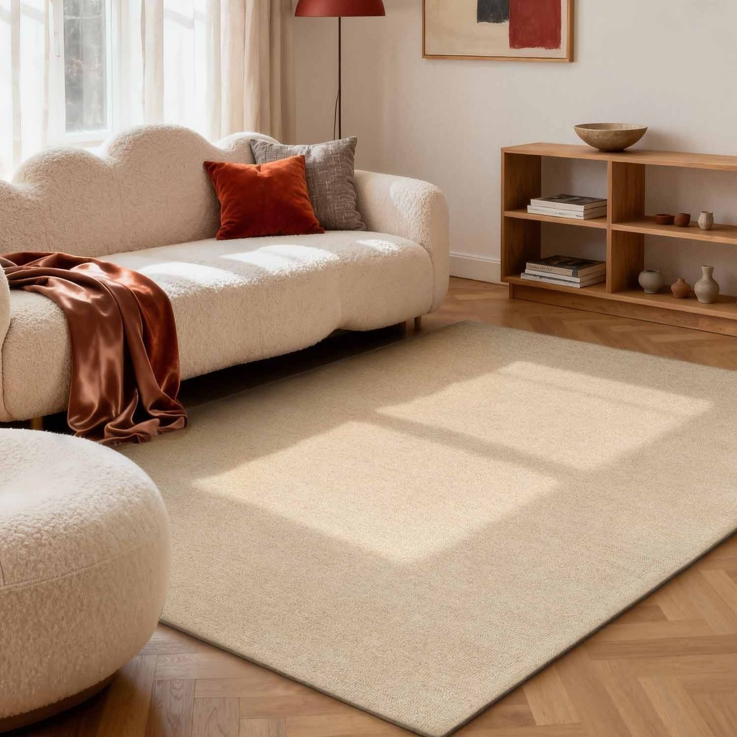 Hanse Home Light Beige Puristic Fine Boucle Wool Rug - 160 x 230cm