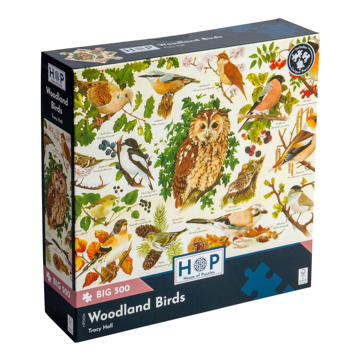 The House of Puzzles Woodland Birds BIG 500 Piece Jigsaw Puzzle