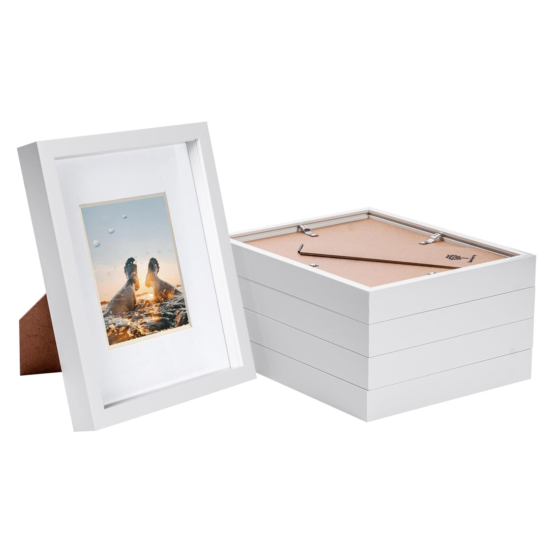 Nicola Spring 8 x 10" 3D Photo Box Frames with 4 x 6" White Mount (5x) - White