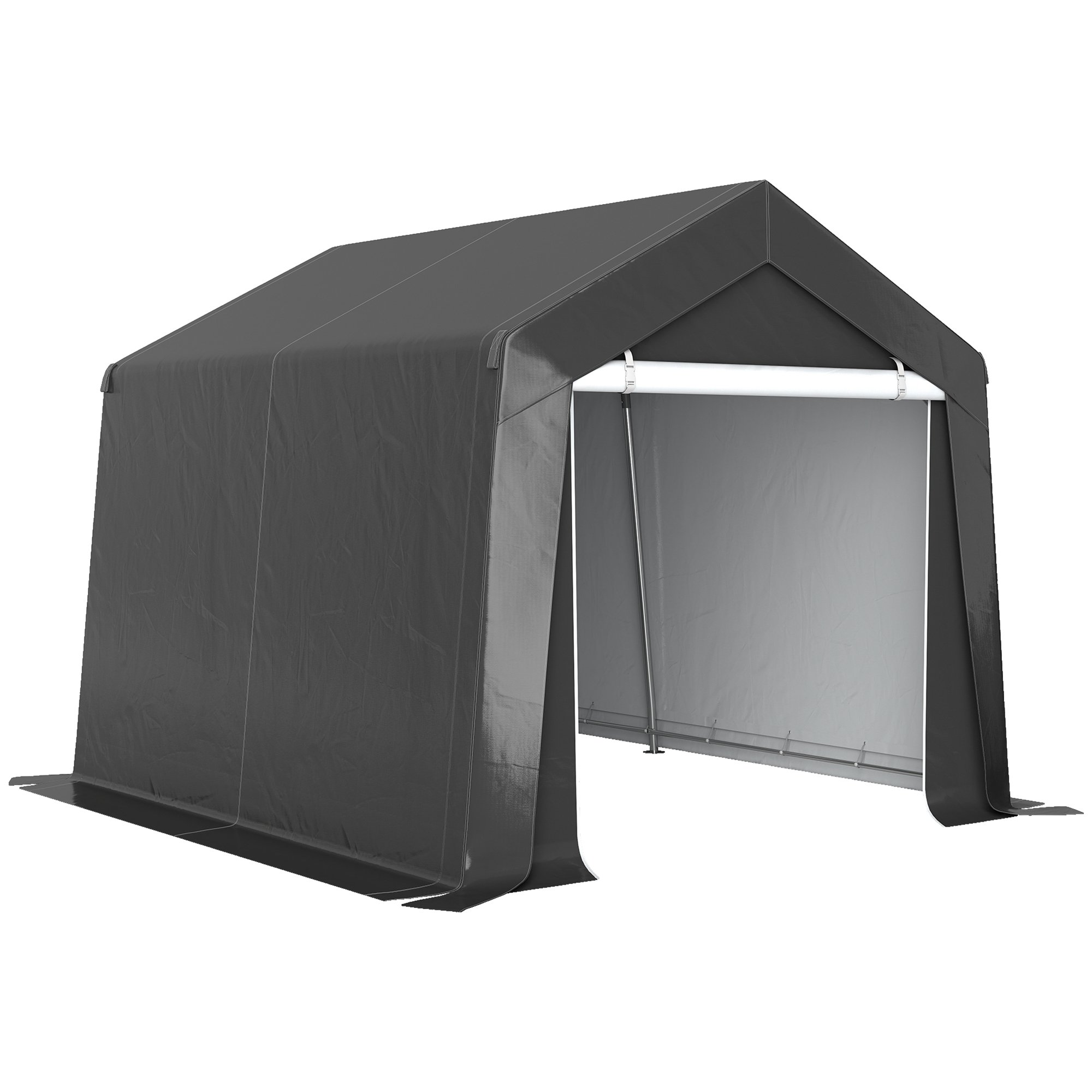 Outsunny Galvanised Steel Portable Garden Storage Tent - Dark Grey