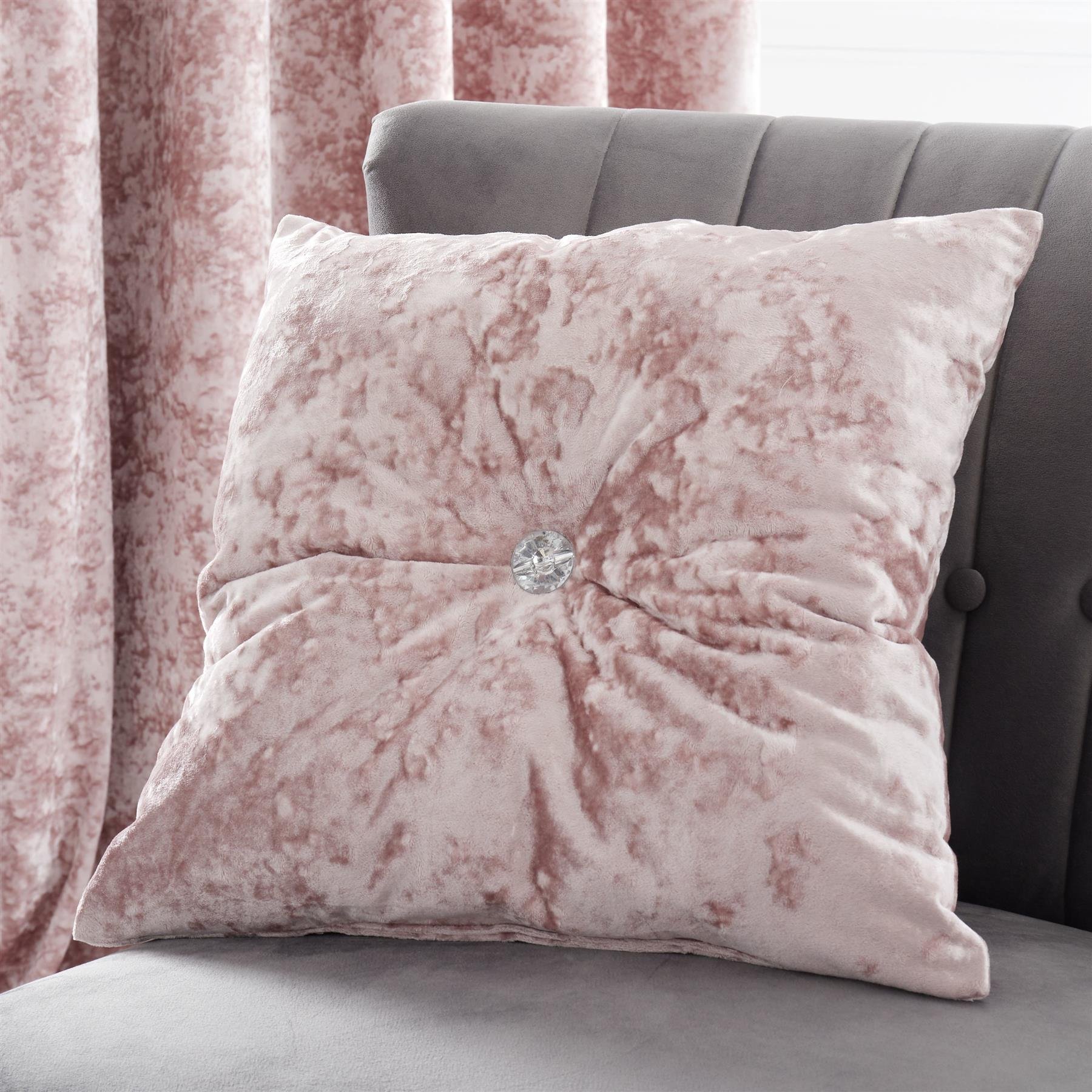 Catherine Lansfield Crushed Velvet Filled Cushion 45 x 45cm - Blush Pink