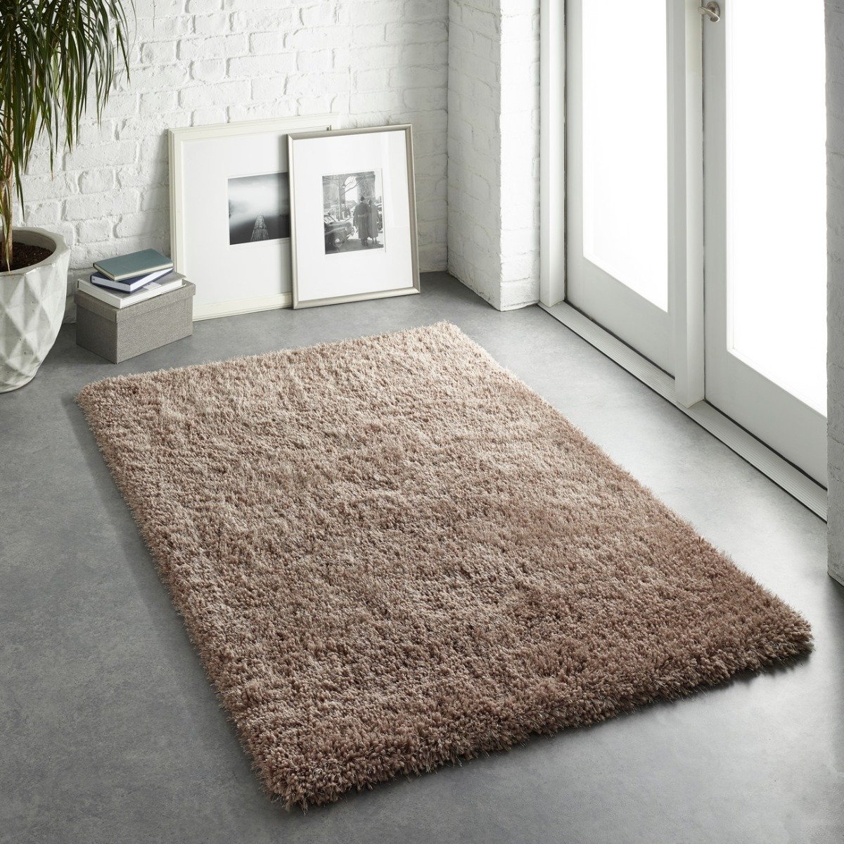 Mega Flooring Beige Shaggy Plain Rug - 160 x 230cm