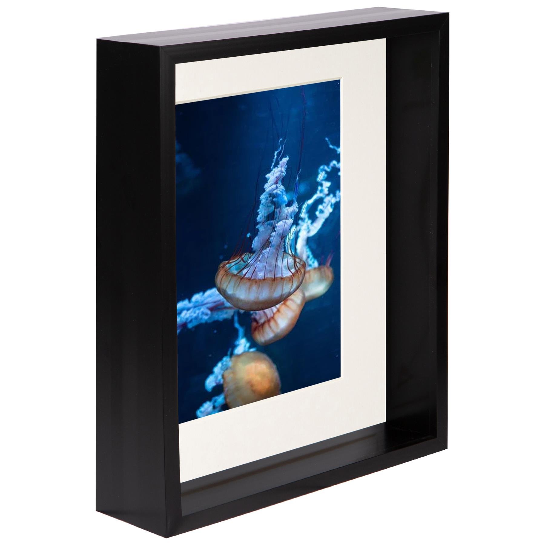 Nicola Spring 8 x 10" Deep Box Photo Frame with 5 x 7" Ivory Mount - Black