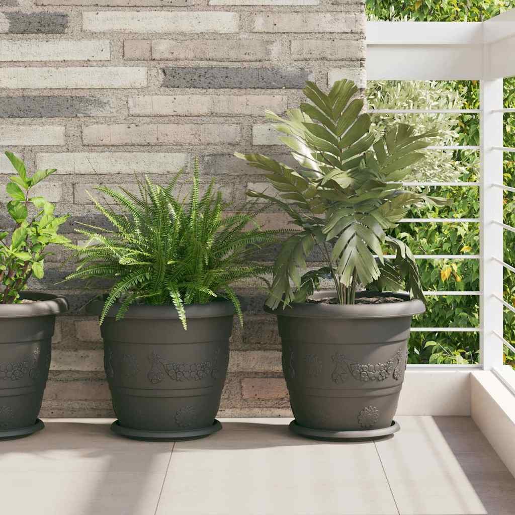 Walplus Pack of 6 Plastic Round Planter Tray - Black - 23.5 x 23.5 x 2.5 cm