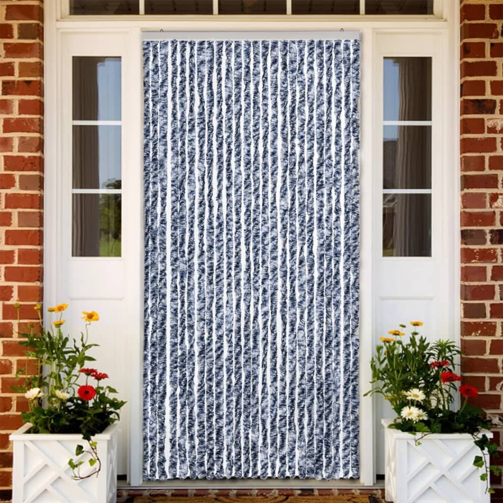 Walplus Chenille Insect Door Curtain - Blue - 100 x 220 cm
