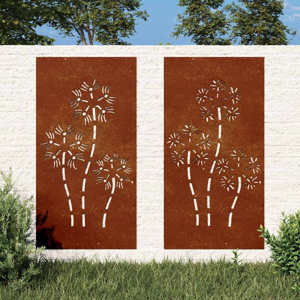 Walplus Set of 2 Flower Design Garden Wall Decorations - Rusty - 105 x 55 cm