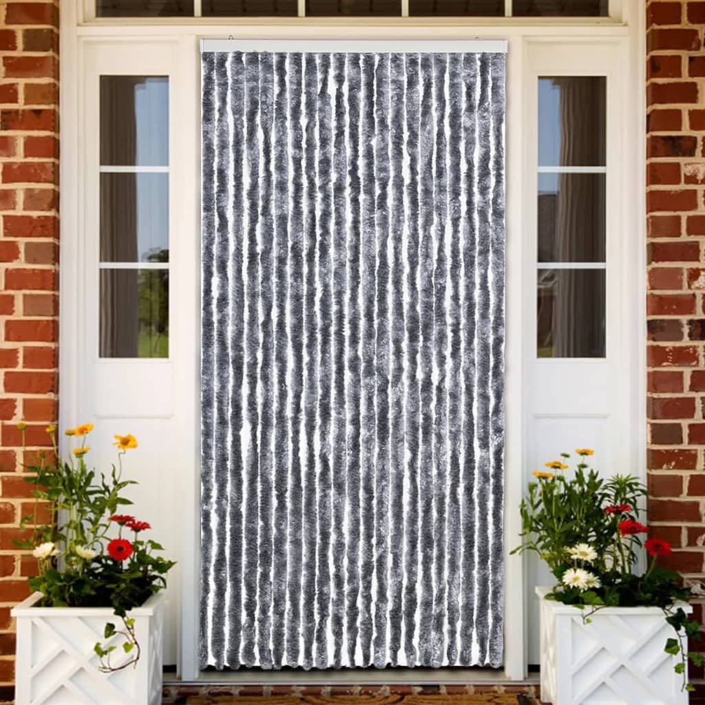 Walplus Chenille Insect Door Curtain - Silver - 90 x 220 cm