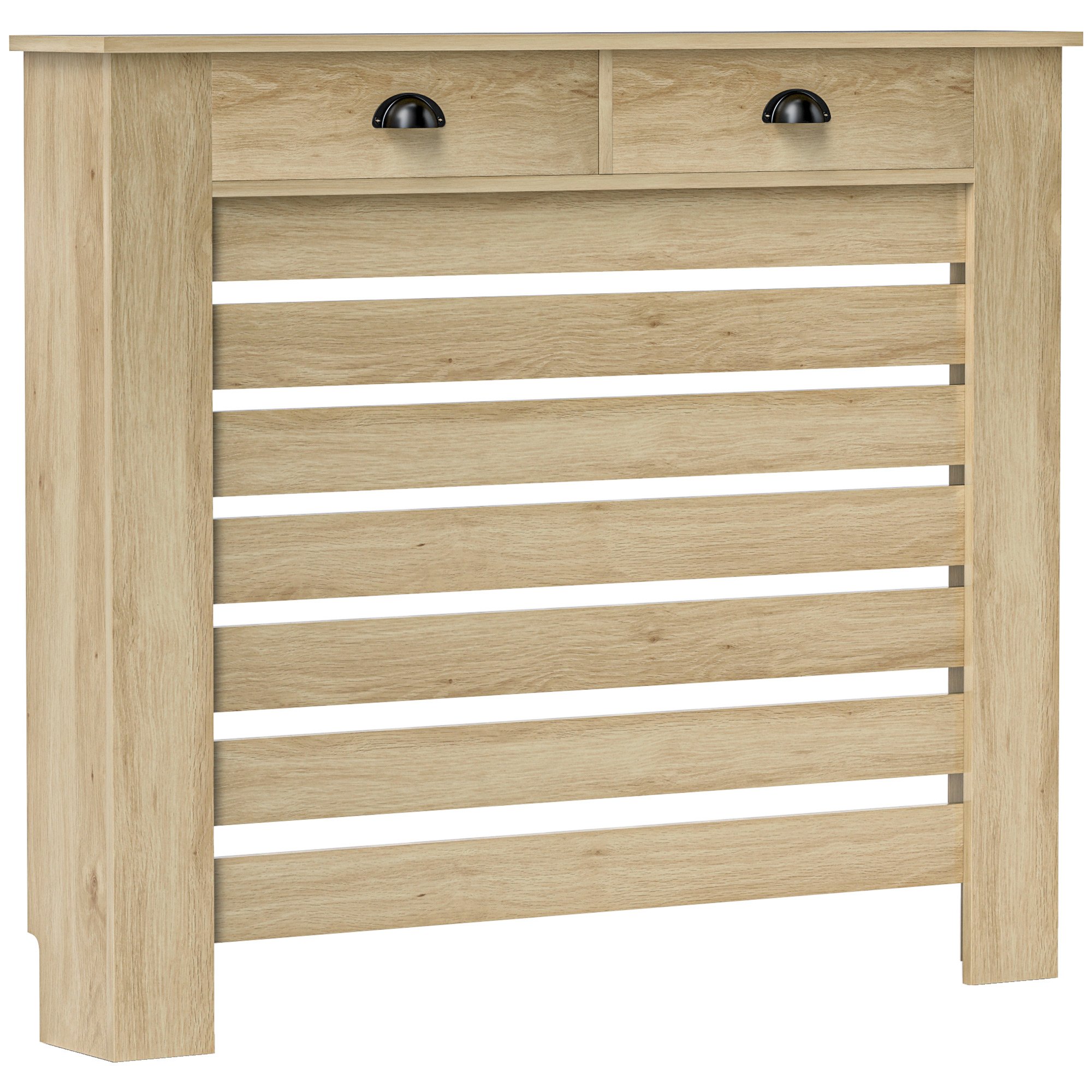 HOMCOM MDF Slatted Grill Painted Horizontal Slatted Grill - Oak