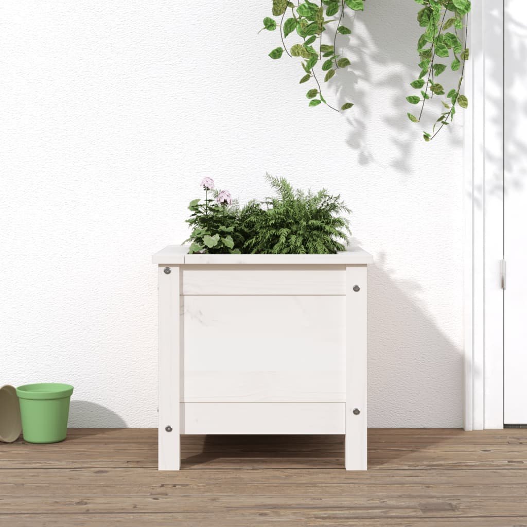 Walplus Wood Garden Planter - White - 40 x 40 x 39 cm
