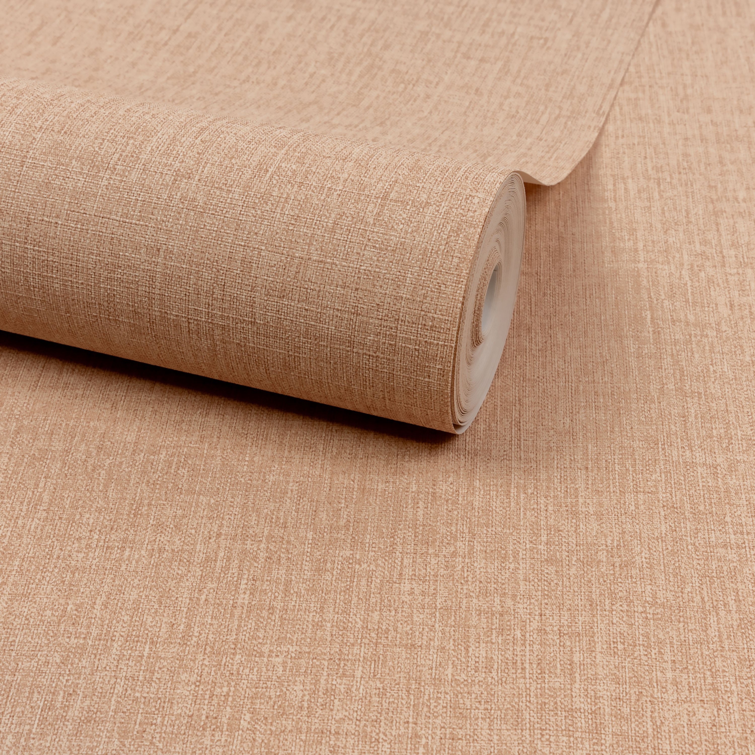Grandeco Boutique Trente Linen Effect Embossed Wallpaper - Coral Rust