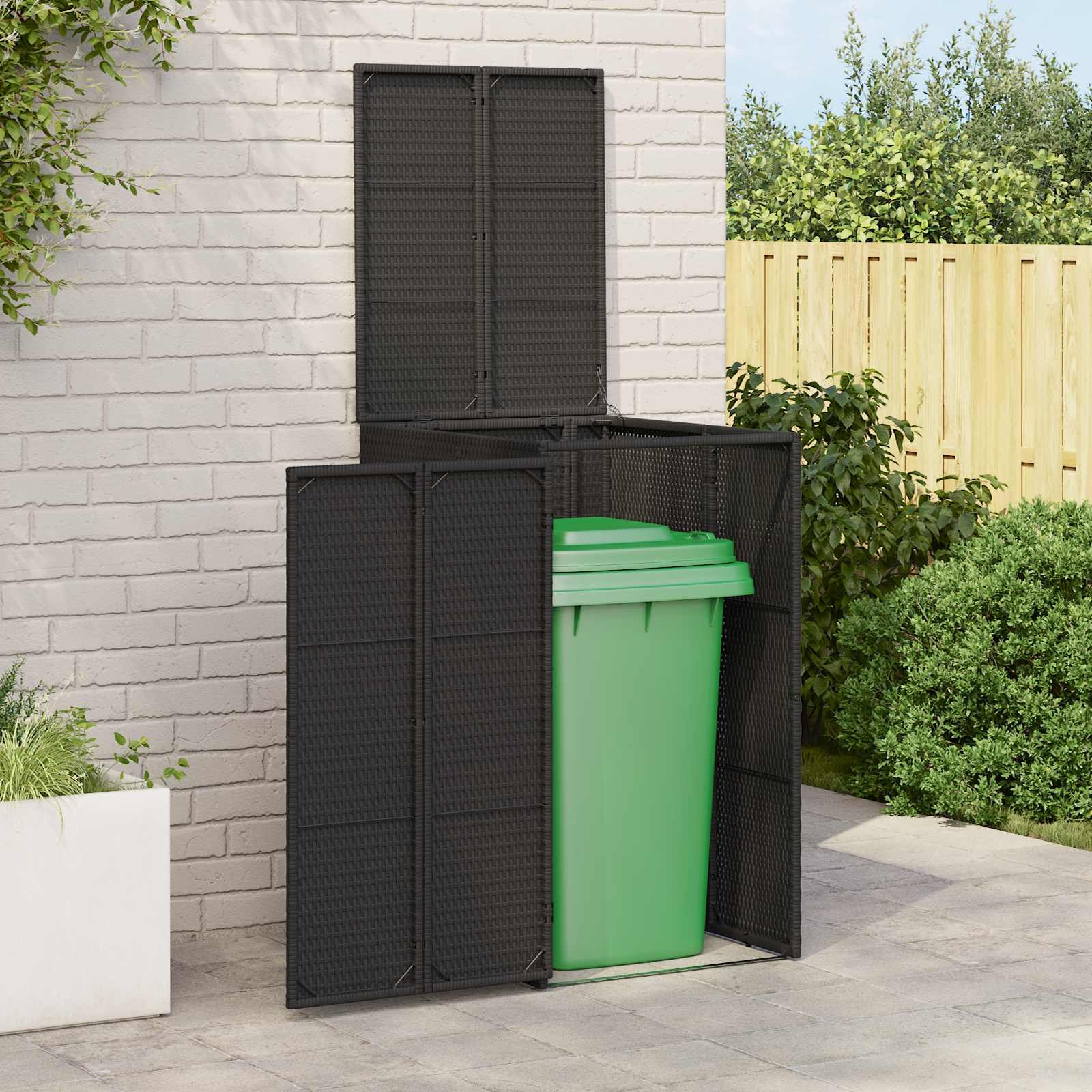 Walplus Polyethylene Box Garbage Bin Box - Black - 65 x 80 x 115 cm