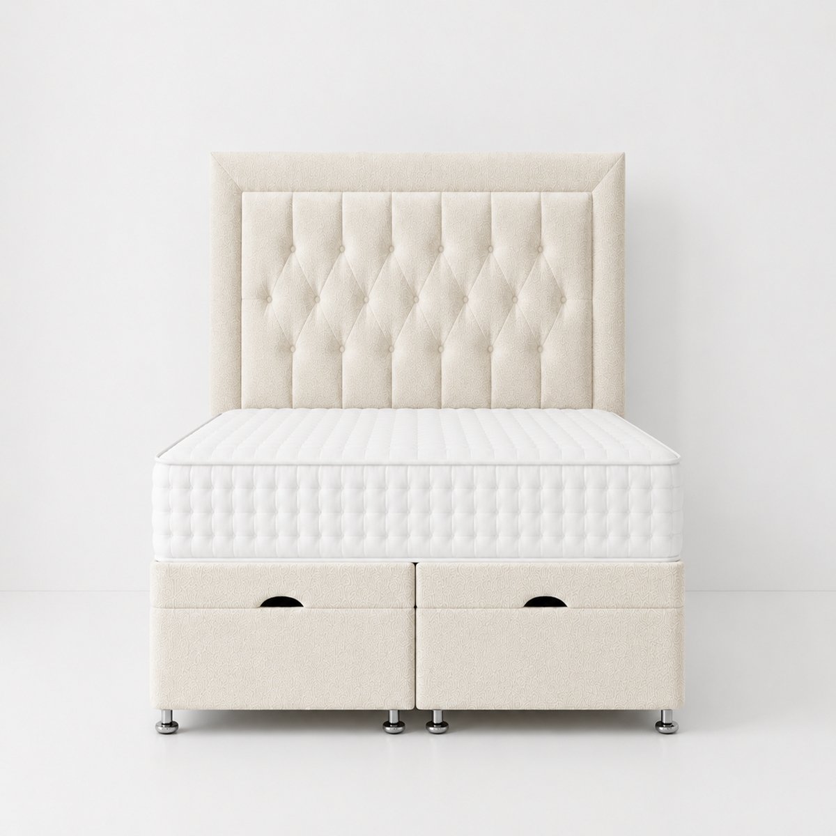 Comfy Deluxe  Cassie 5ft King Size  End Lift Ottoman Bed Set - Cream