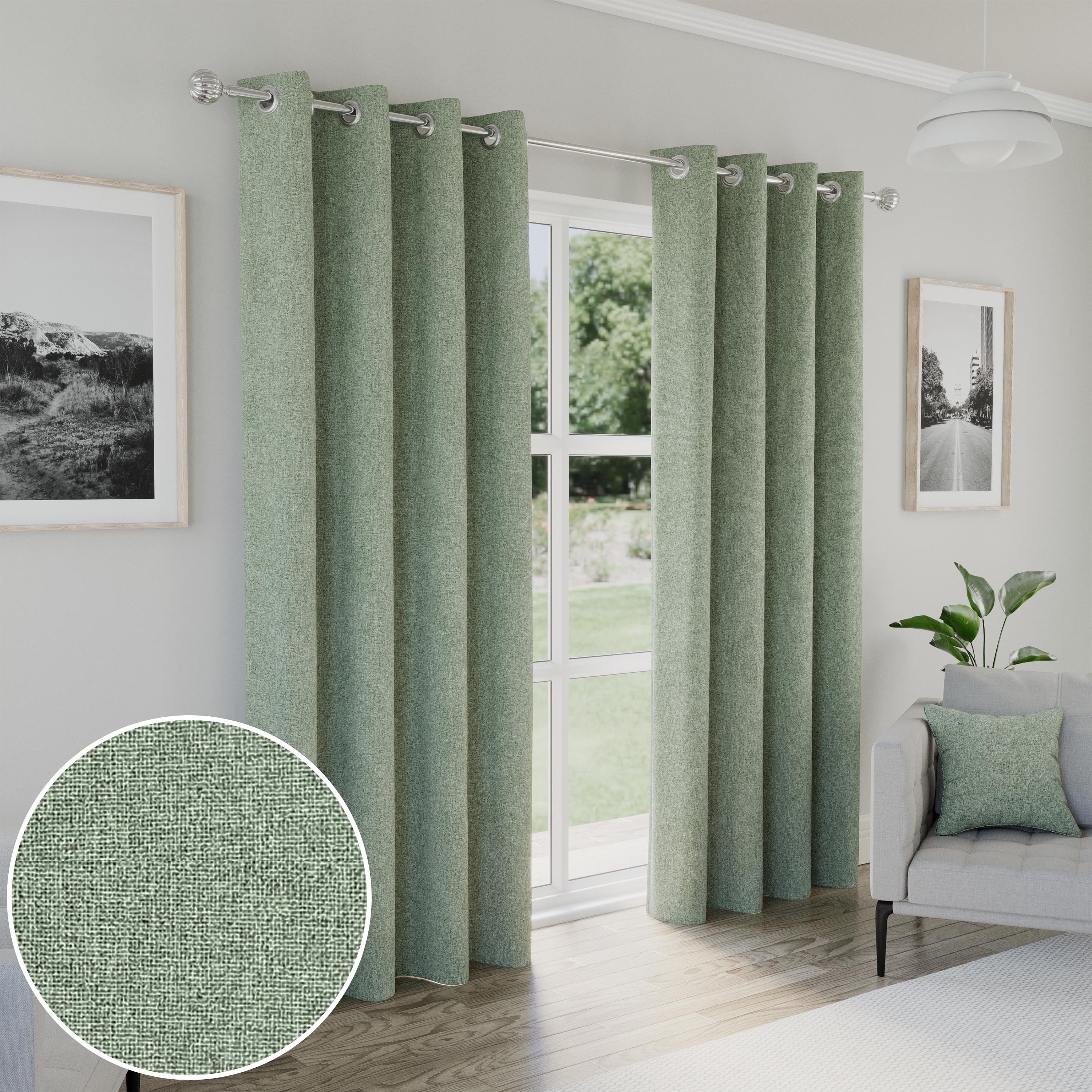 Enhanced Living Austin Eyelet Blackout Thermal Curtains - 117 x 229cm - Green