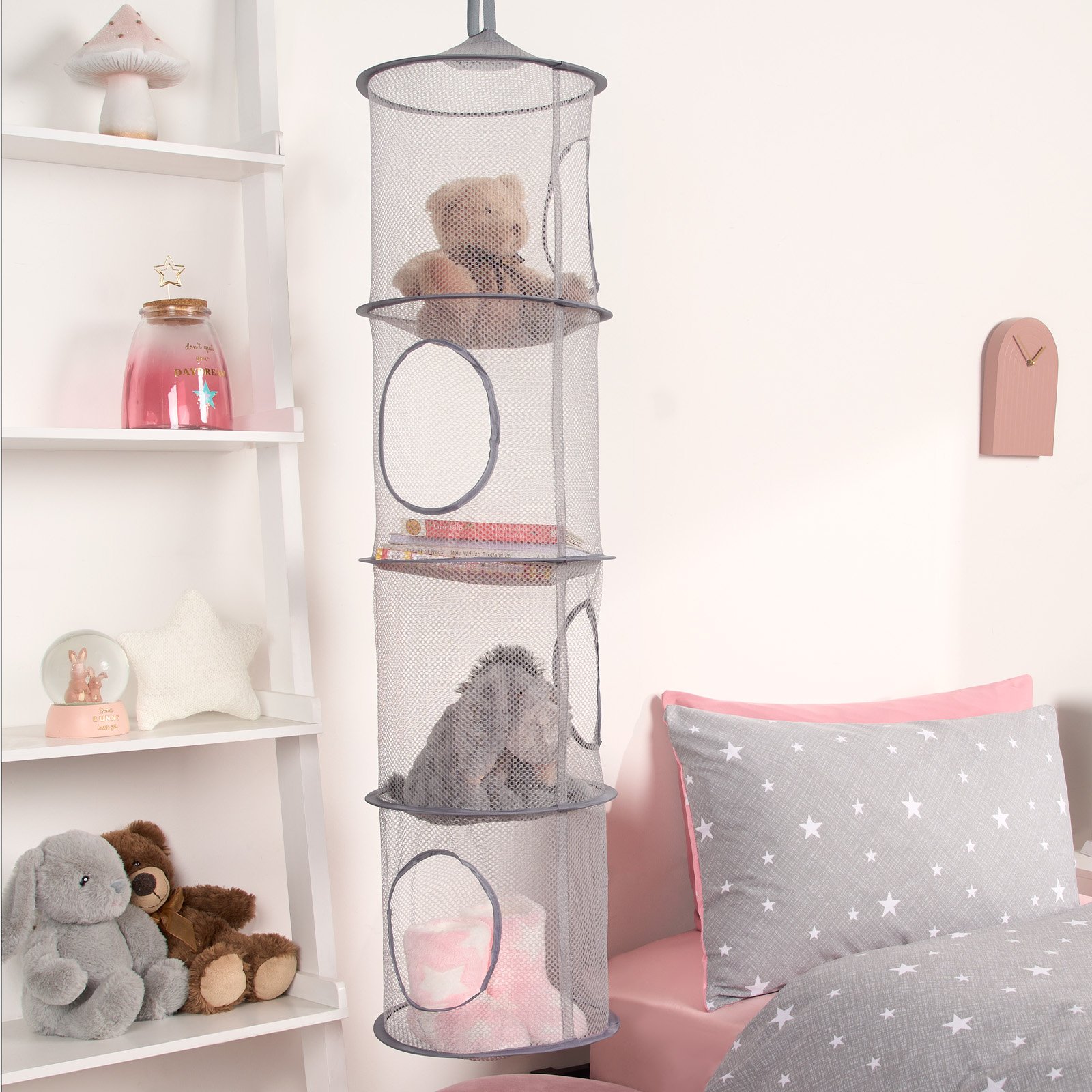 OHS Kids Net Hanging Toy Storage Basket - Charcoal