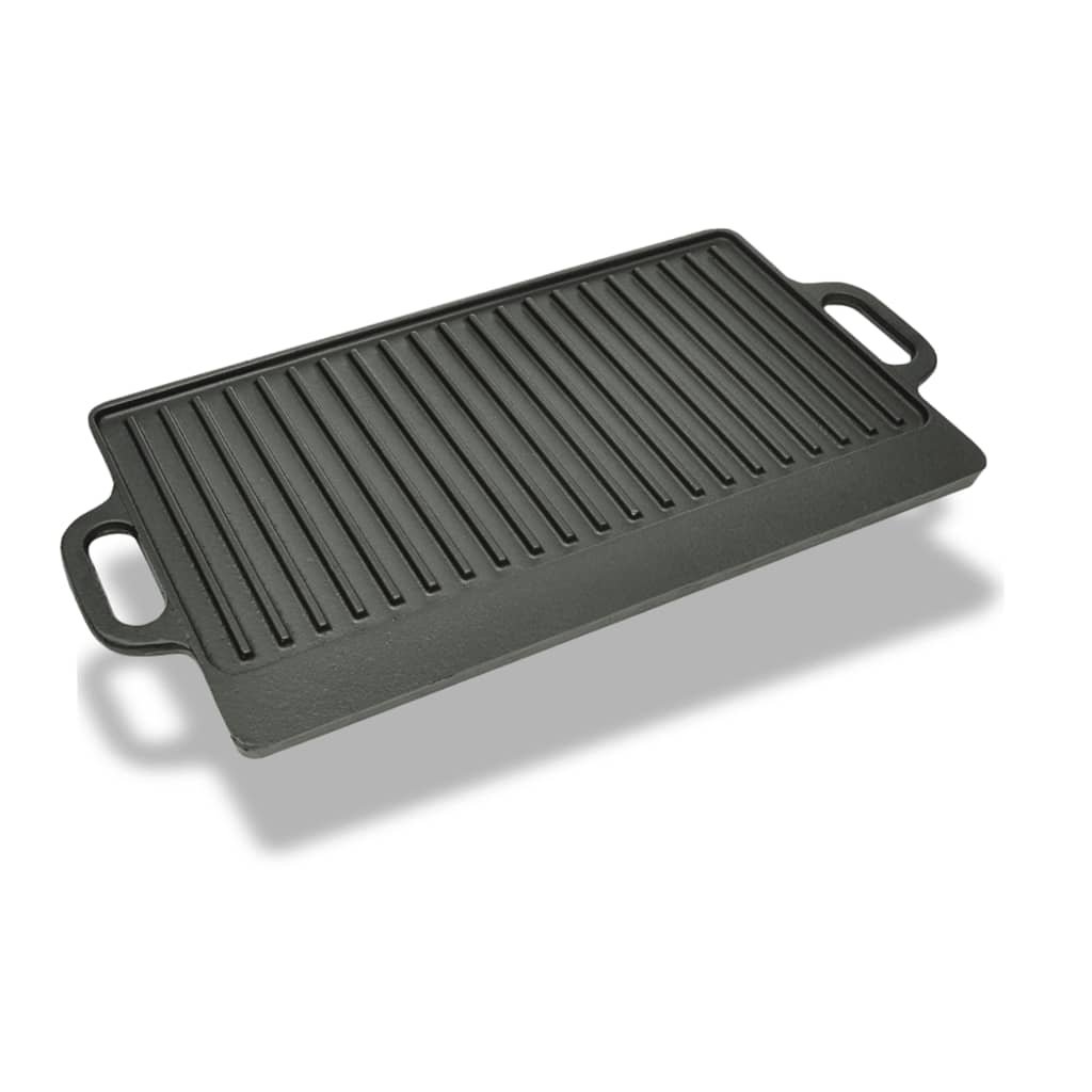 Walplus Cast Iron Grill Platter Reversible - 50 x 23 x 1.5 cm - Black