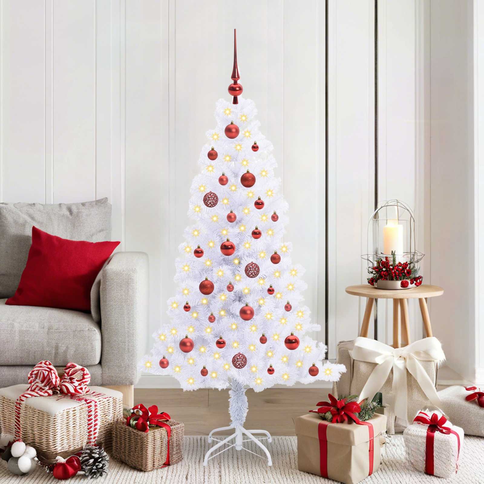 Walplus 150 LED Lights Artificial Christmas Tree 80 cm Wide - White - 150 cm