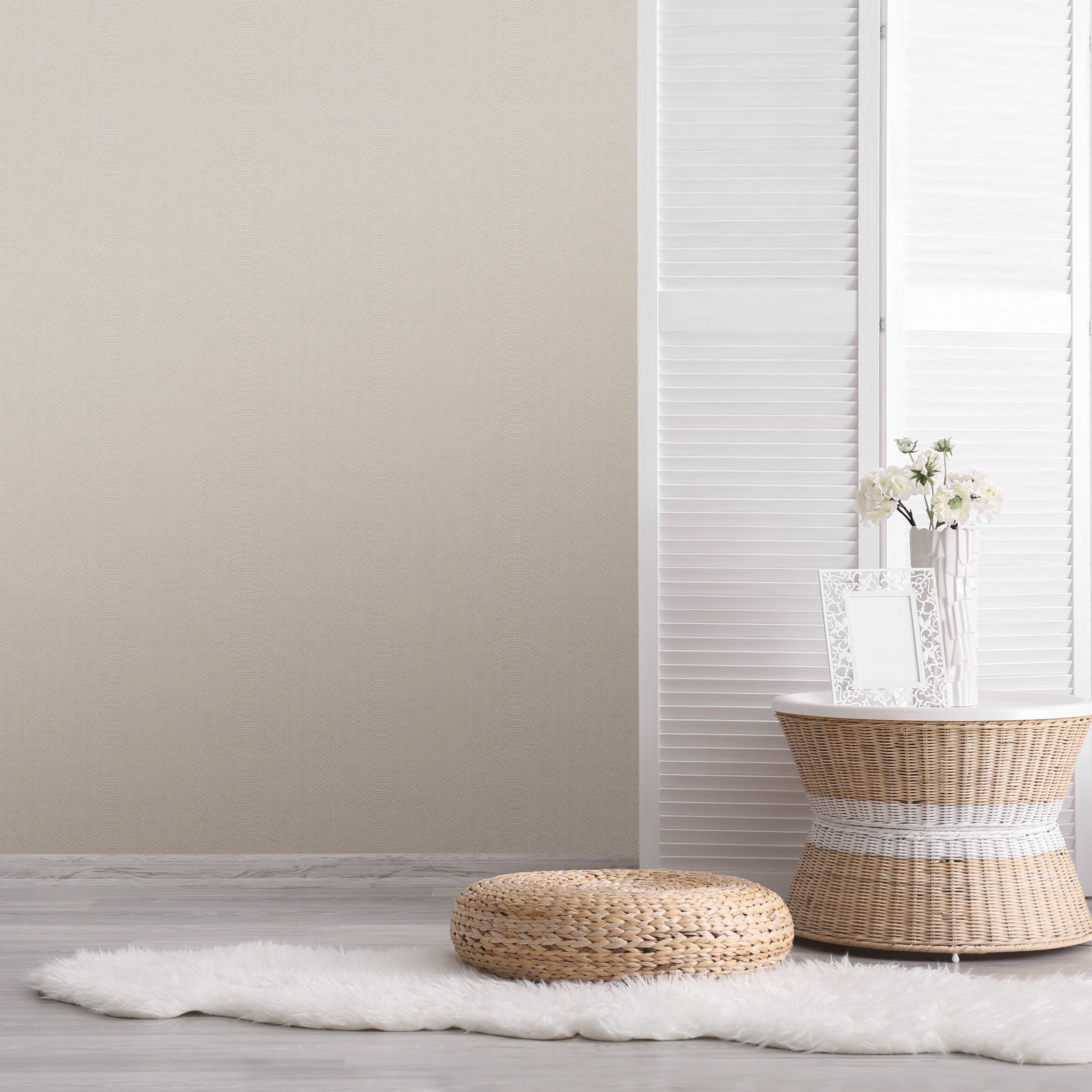 Grandeco Curve Weave Glitter Blown Textured Wallpaper - Neutral Beige