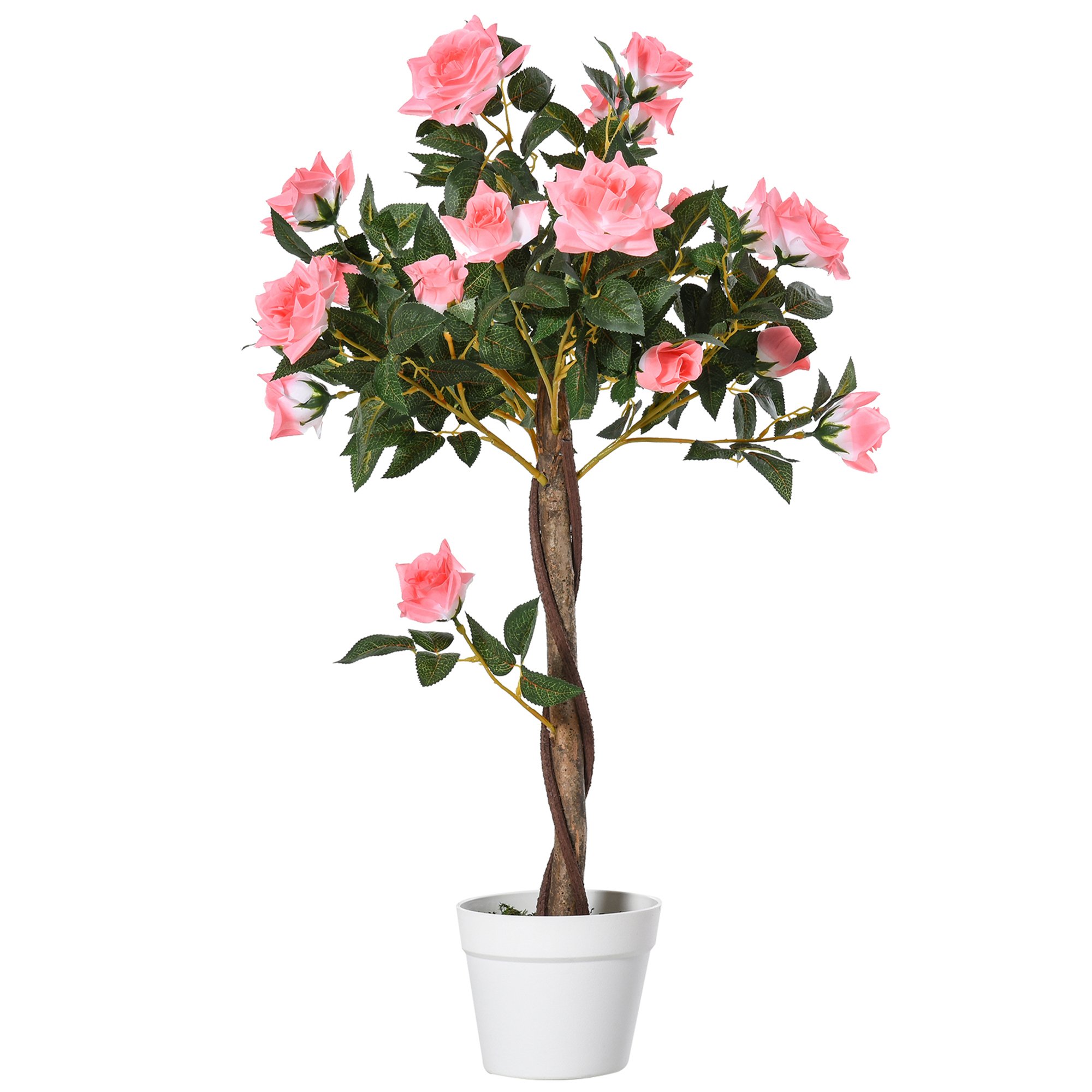 Outsunny Artificial Rose Trees - Pink and Green