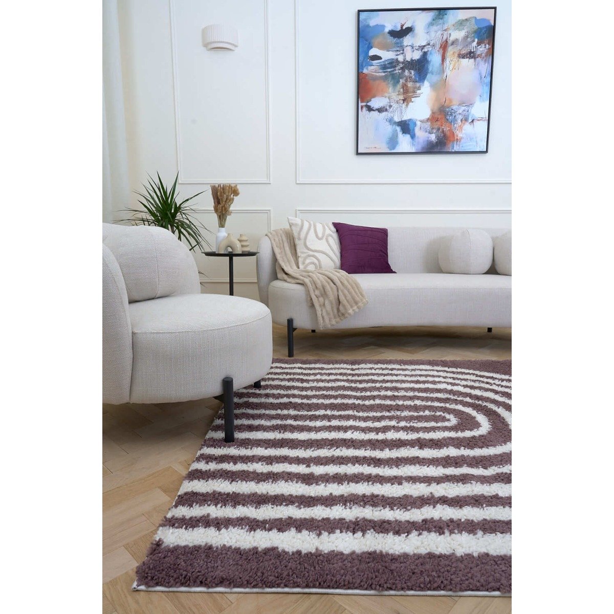 The Rugs Purple Moodi Rainbow Shaggy Rug - 80 x 150cm
