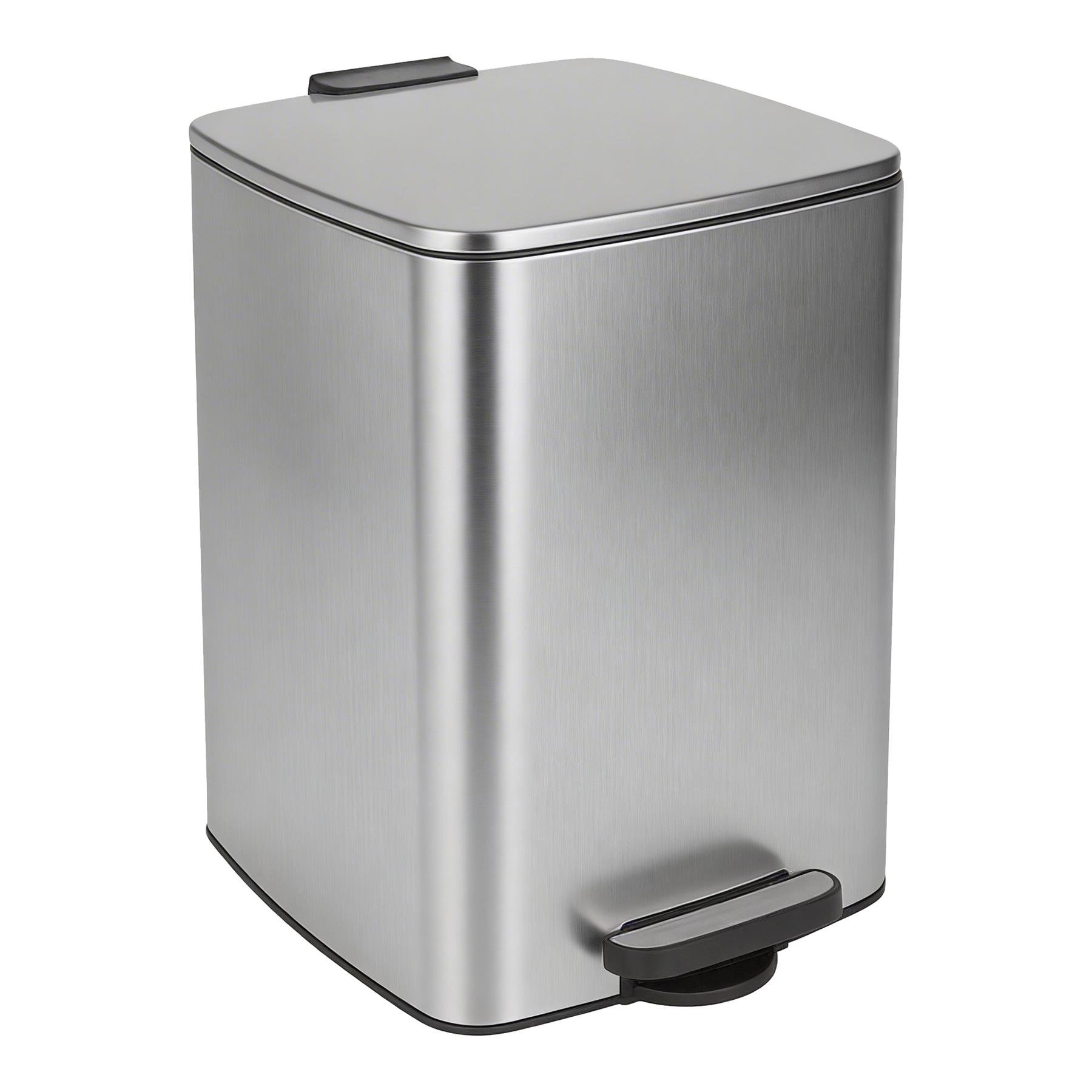 Harbour Housewares Square Stainless Steel Kitchen Pedal Bin - 20L - Brushed