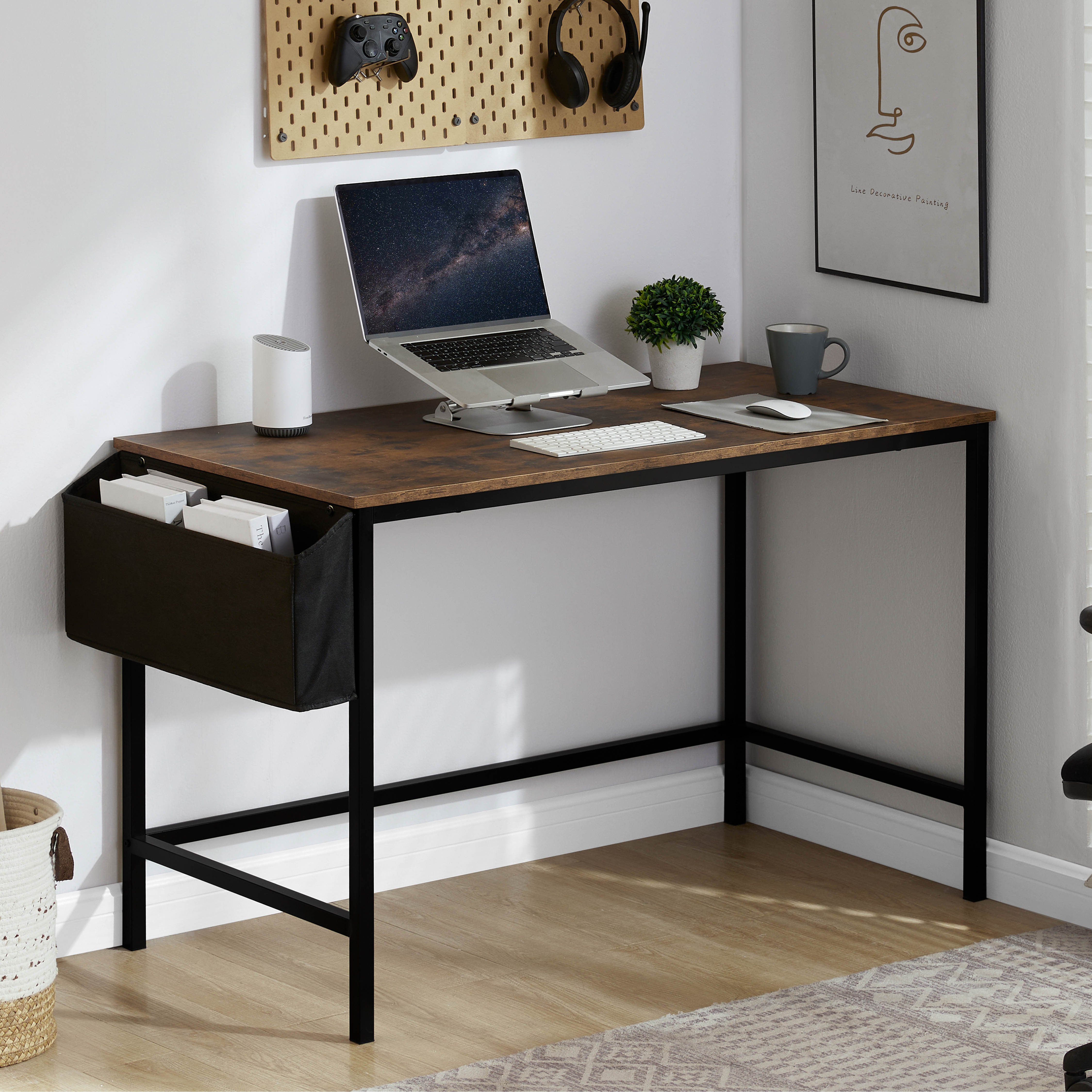 Vida Designs Brooklyn Large Computer Desk - Dark Wood
