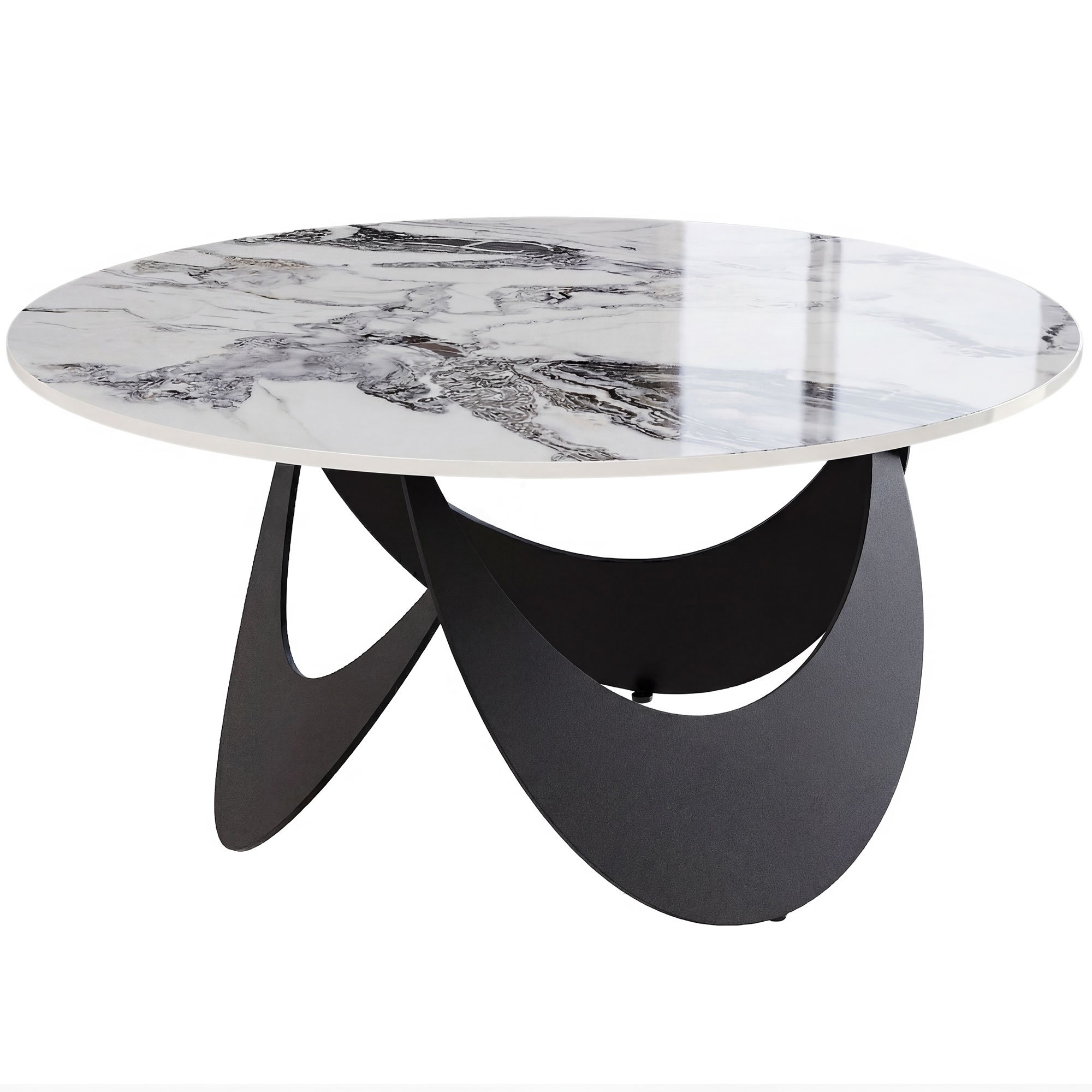 HOMCOM Modern Sintered Stone Top Coffee Table - White and Black