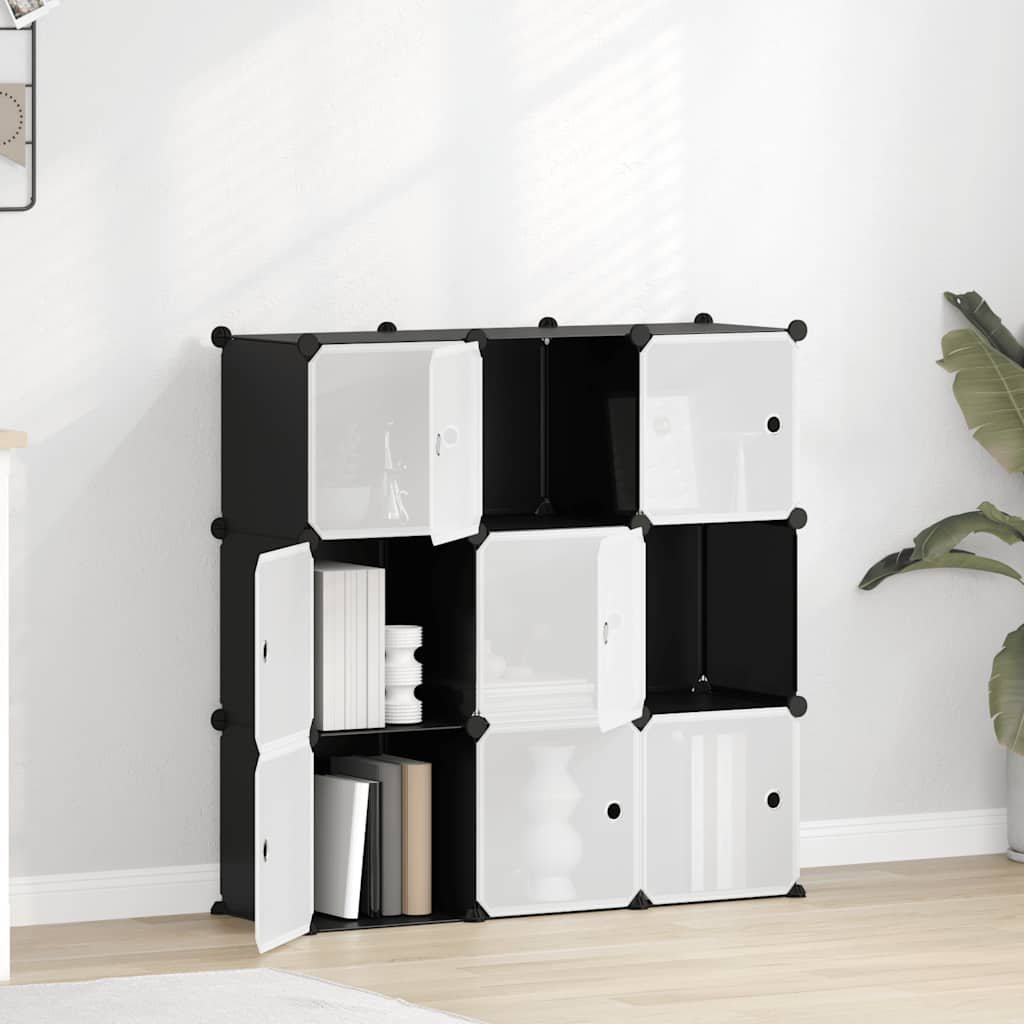 Walplus 9-Cube Plastic Storage Cube Organiser - Black - 94.5 x 31.5 x 93.5 cm