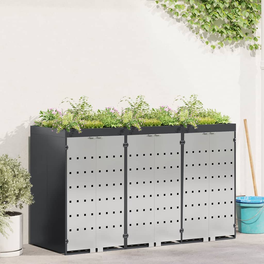 Walplus 120 L Steel Wheelie Bin Store - Anthracite - 204 x 77.5 x 121.5 cm