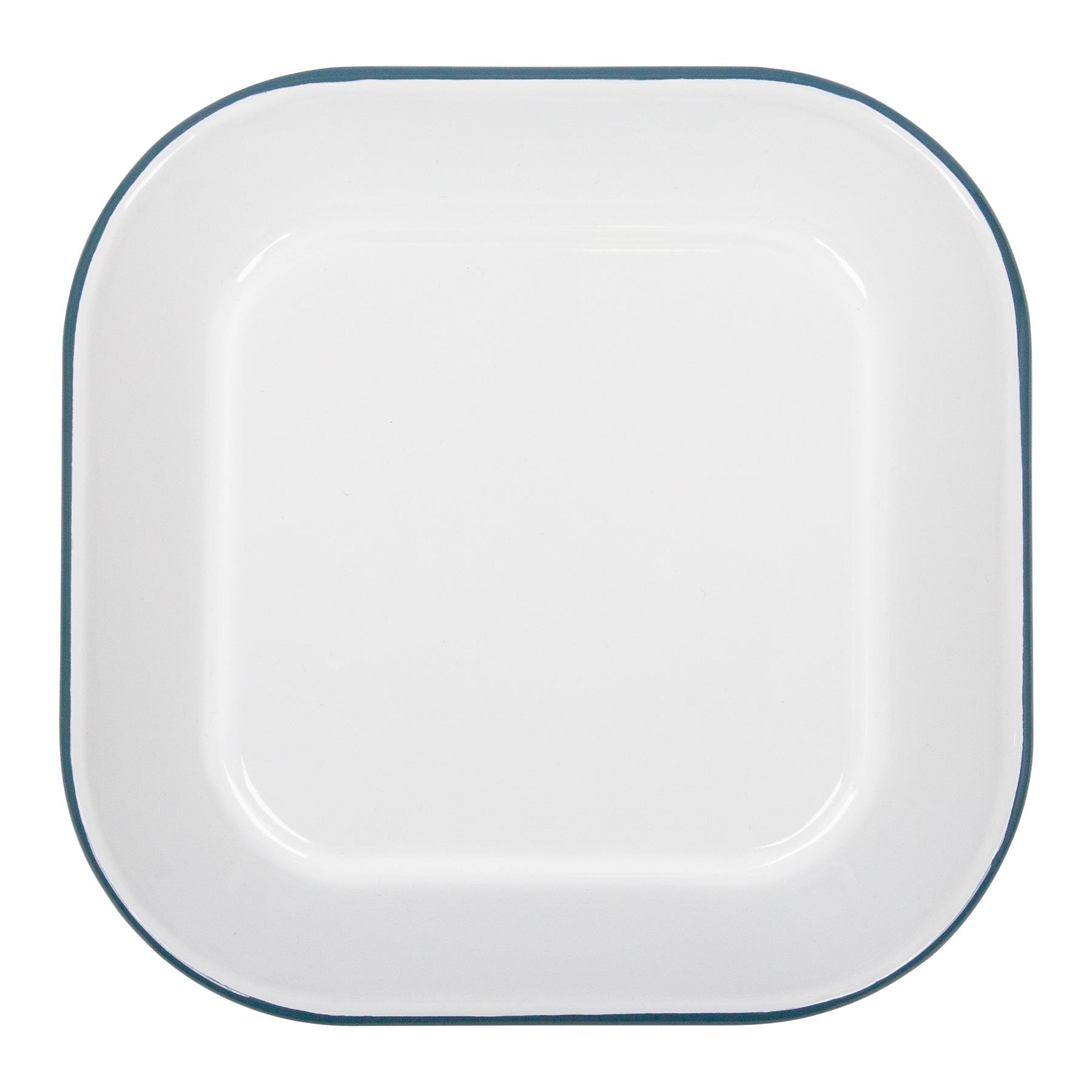 Argon Tableware White Square Enamel Baking Tray - Green