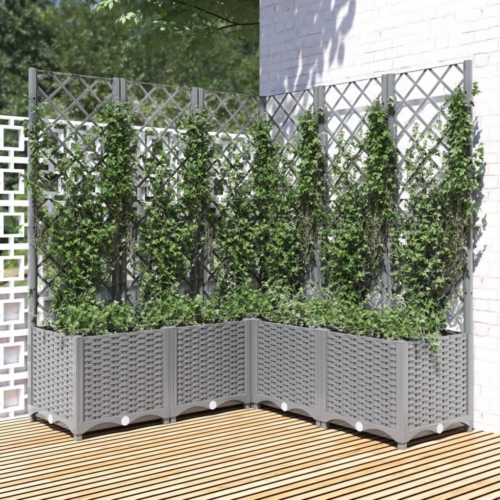 Walplus Polypropylene Garden Planter - Light Grey - 120 x 120 x 136 cm