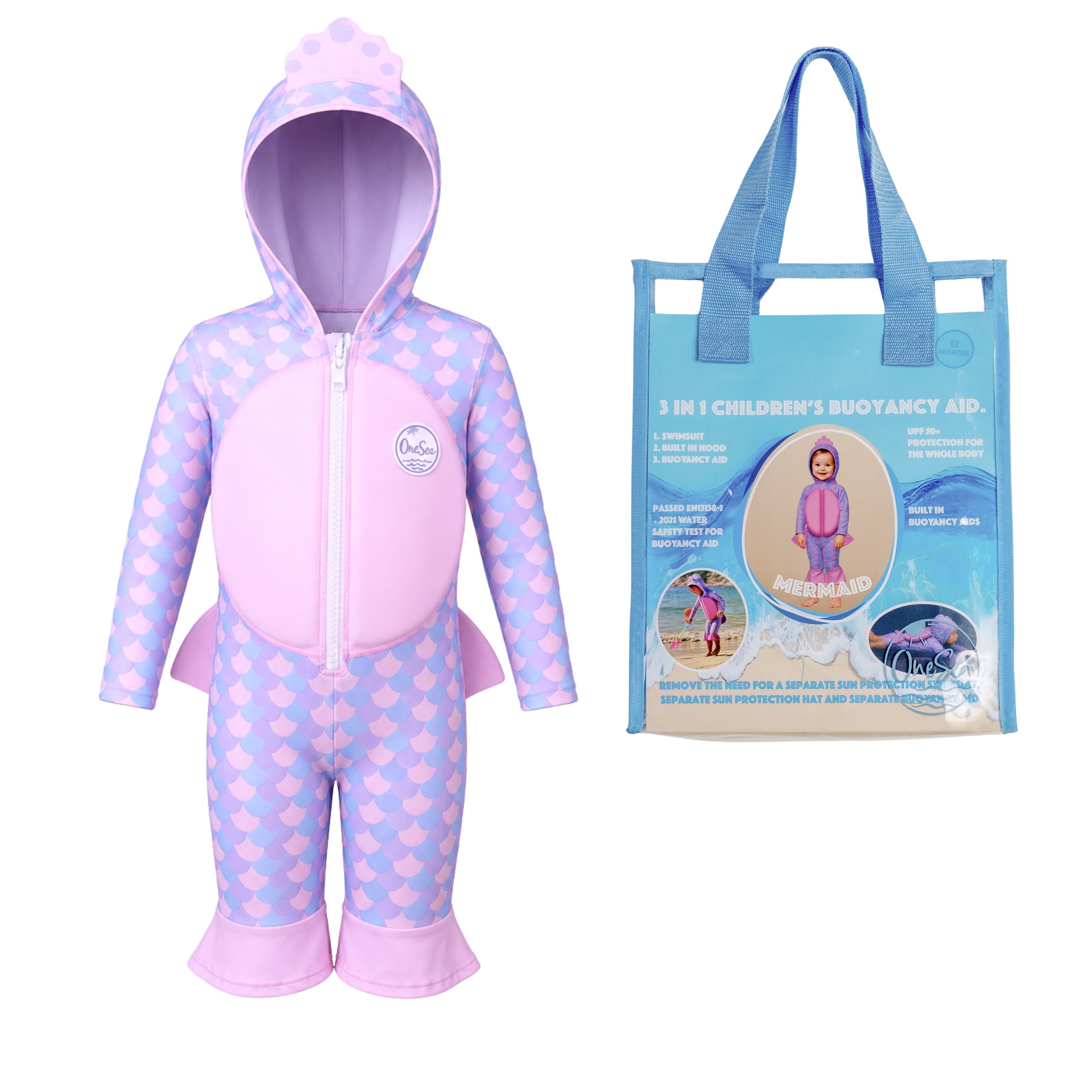 Onesea 3-in-1 Kid’s Buoyancy Aid Mermaid Outfit - 12 Months