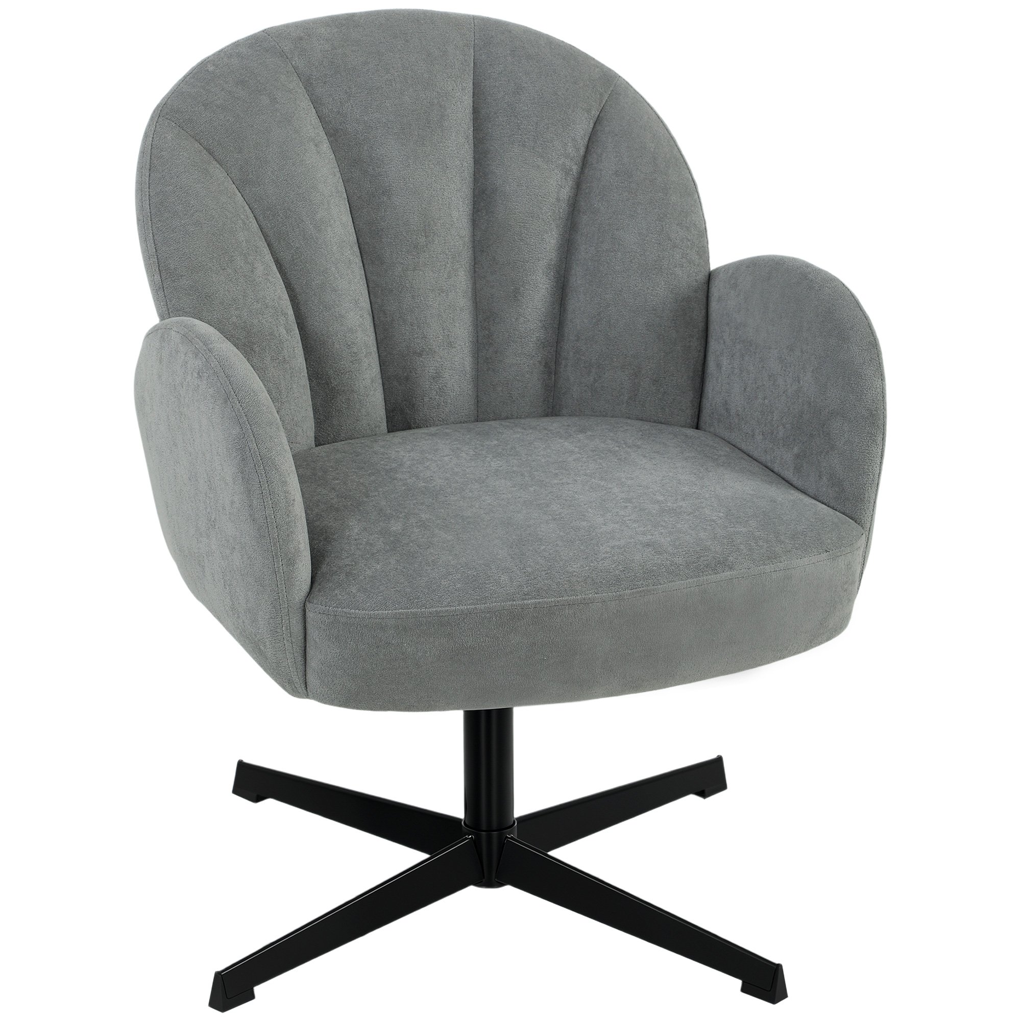 HOMCOM Velvet Modern Swivel Accent Chair with Spring Cushion - Grey