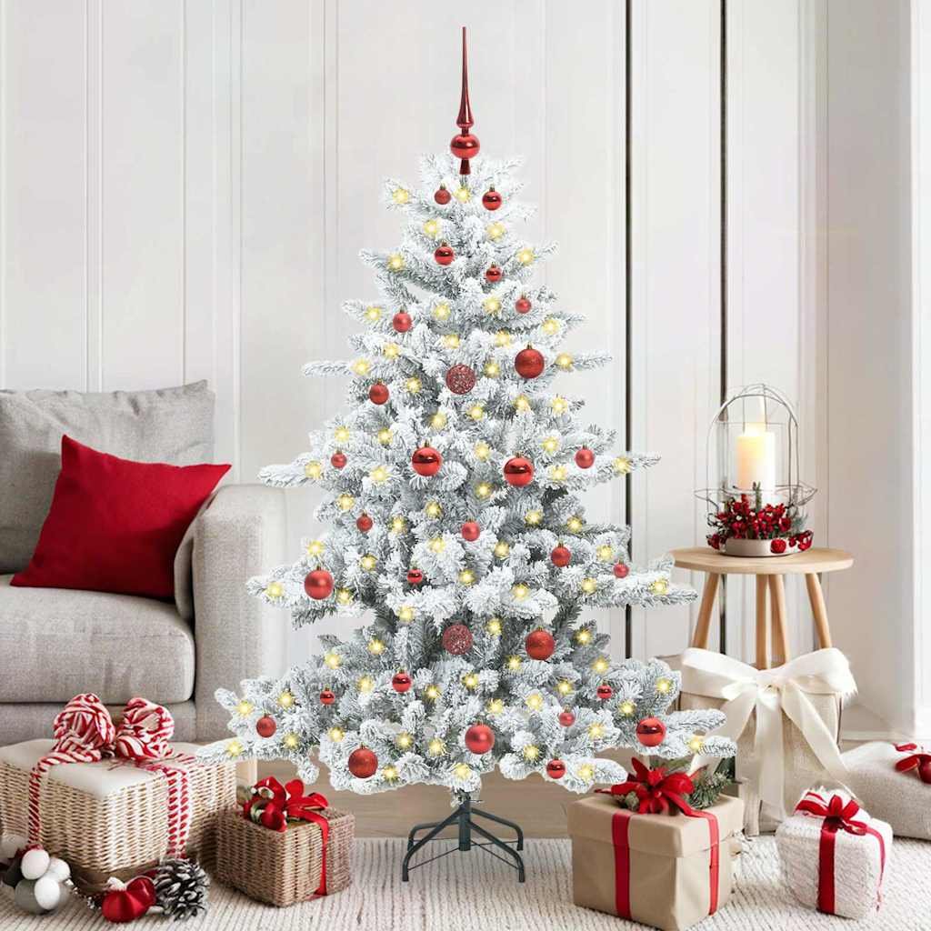 Walplus 150 LED Lights Hinged Christmas Tree Sturdy Stand - White - 150 cm