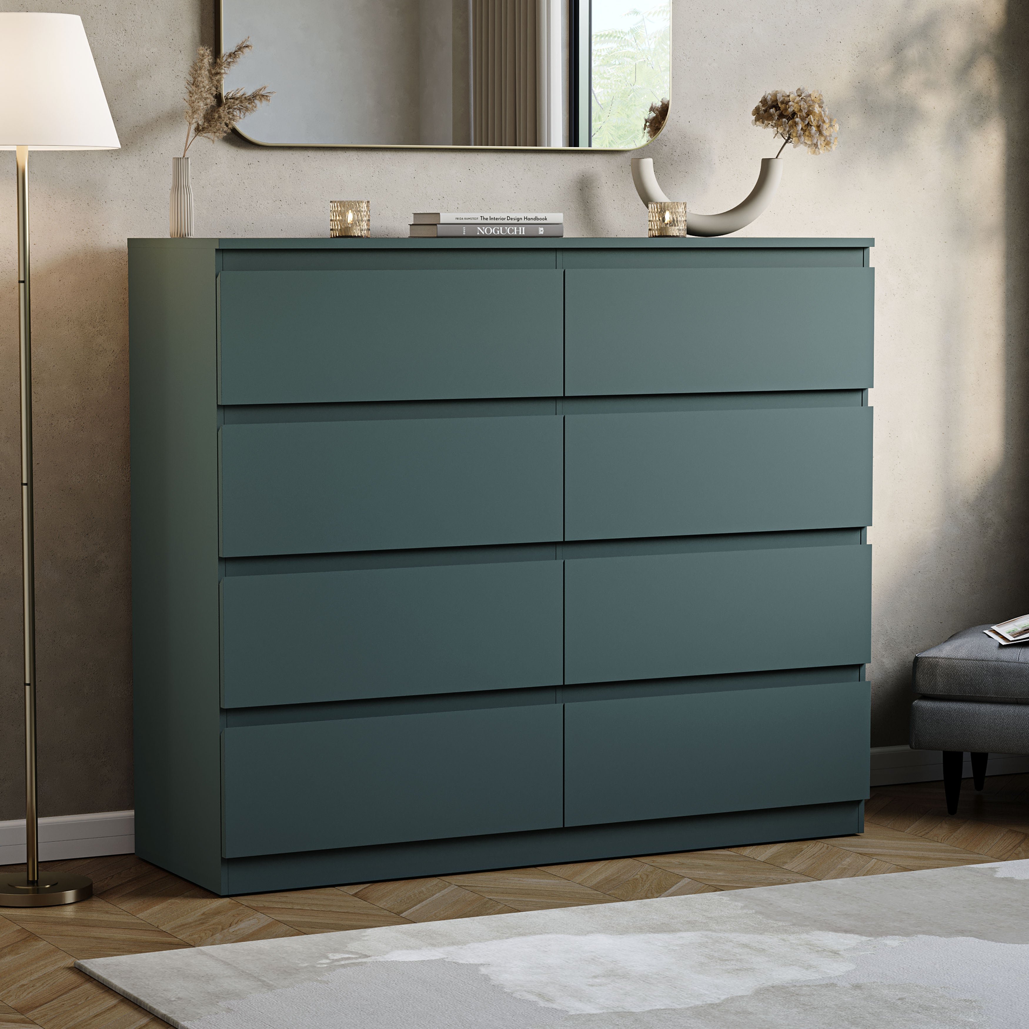 Vida Designs Denver 8 Drawer Chest - Green