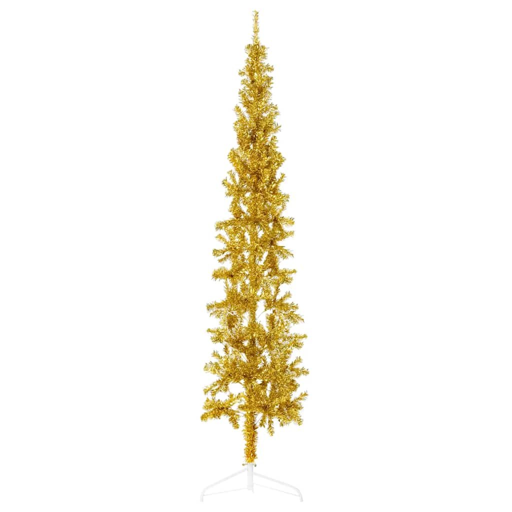 Walplus 246 Branch Tips Slim Half Artificial Christmas Tree - Gold - 180 cm
