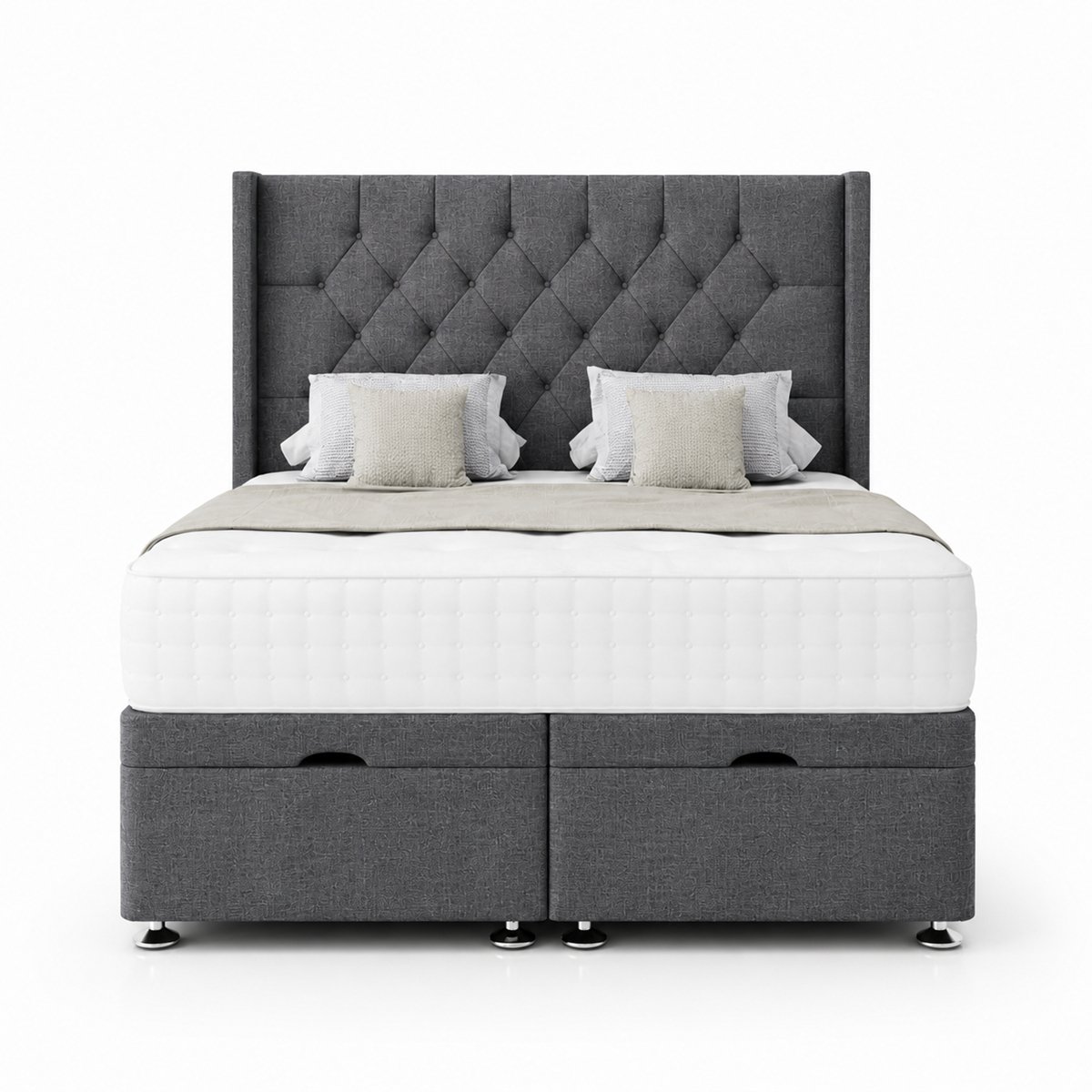Comfy Deluxe Duke 5ft King Size End Lift Ottoman Bed Set - Grey