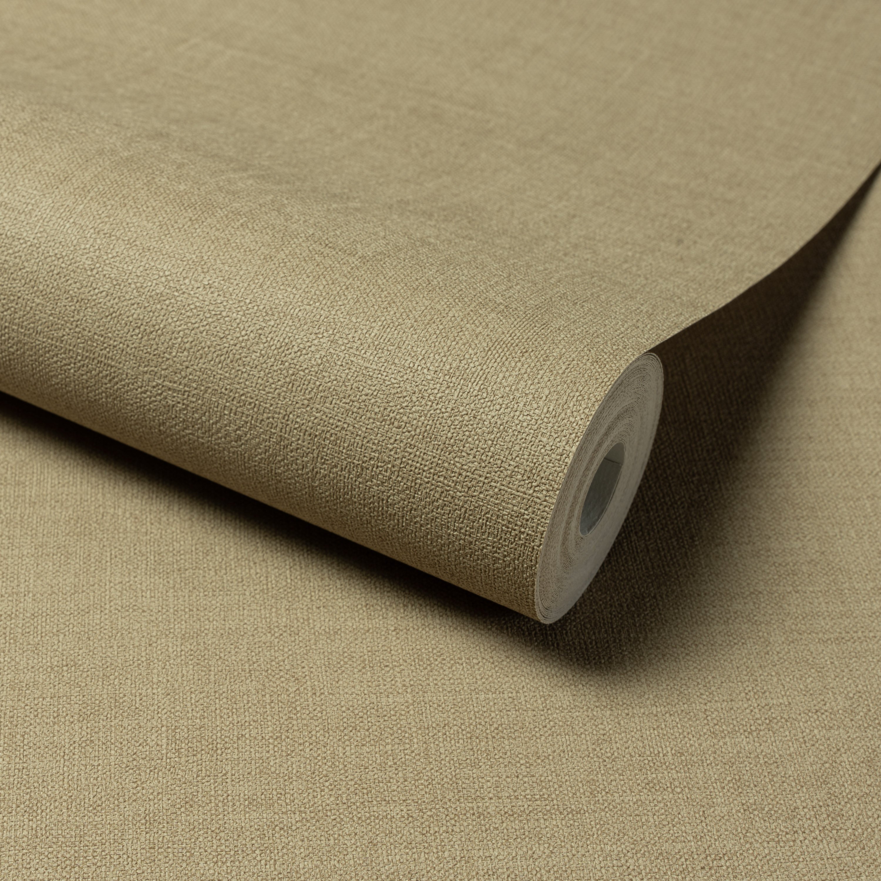 Grandeco Linen Effect Fabric Plain Textured Wallpaper - Moss Green