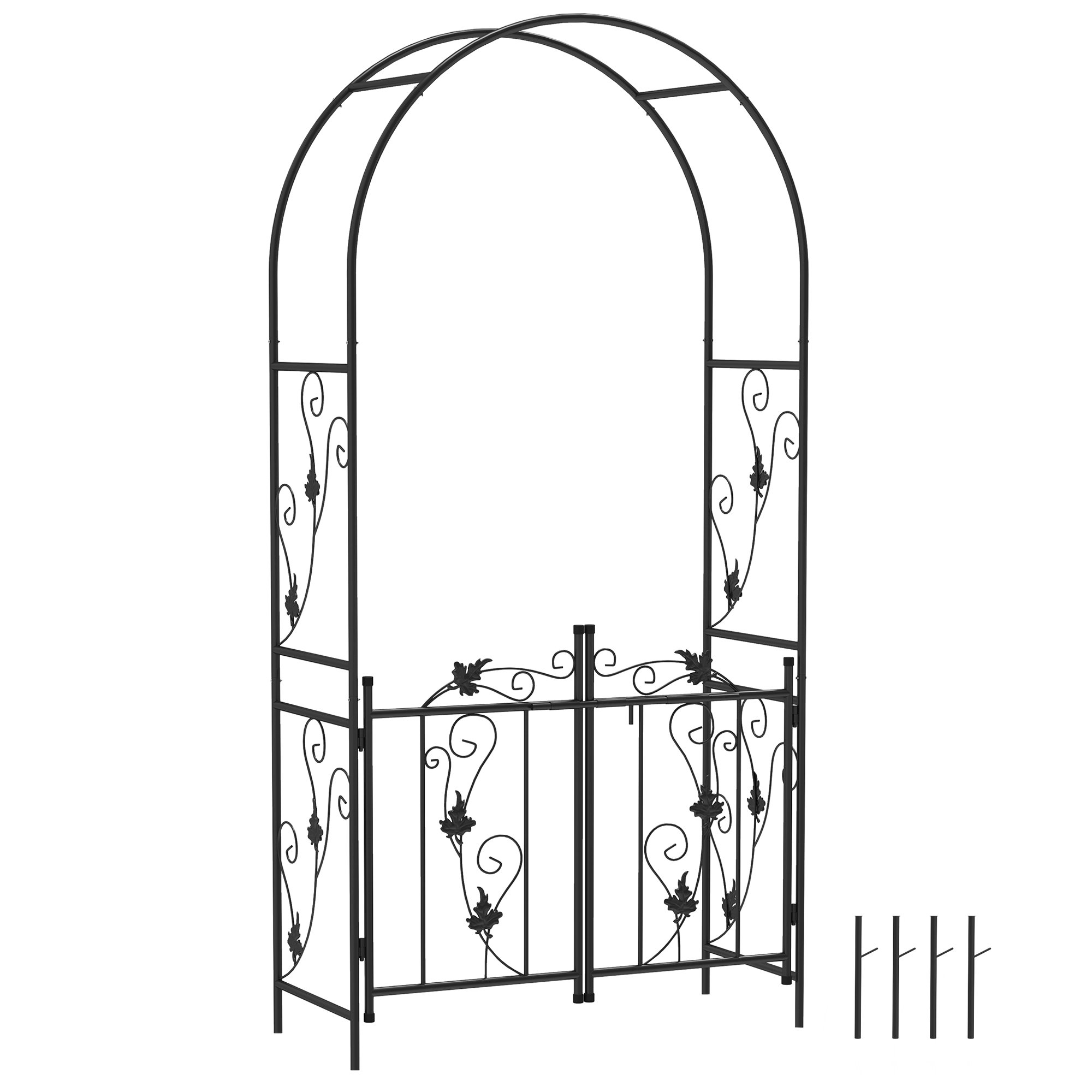 Outsunny Garden Arch Trellis for Climbing Plants Roses - Black