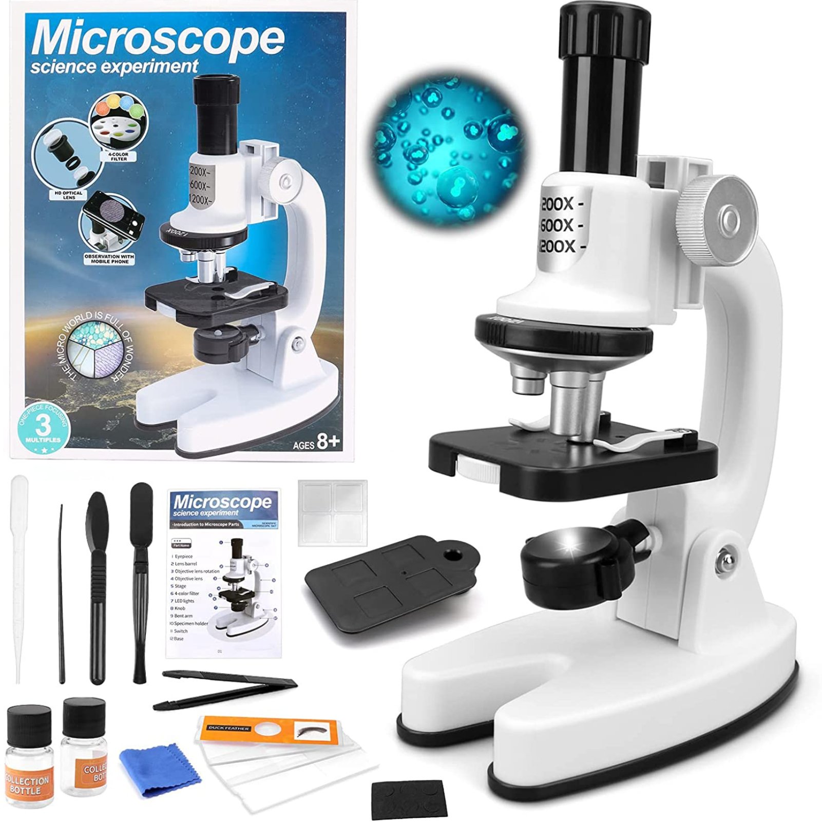 deAO Portable Microscope Kit with LED Light