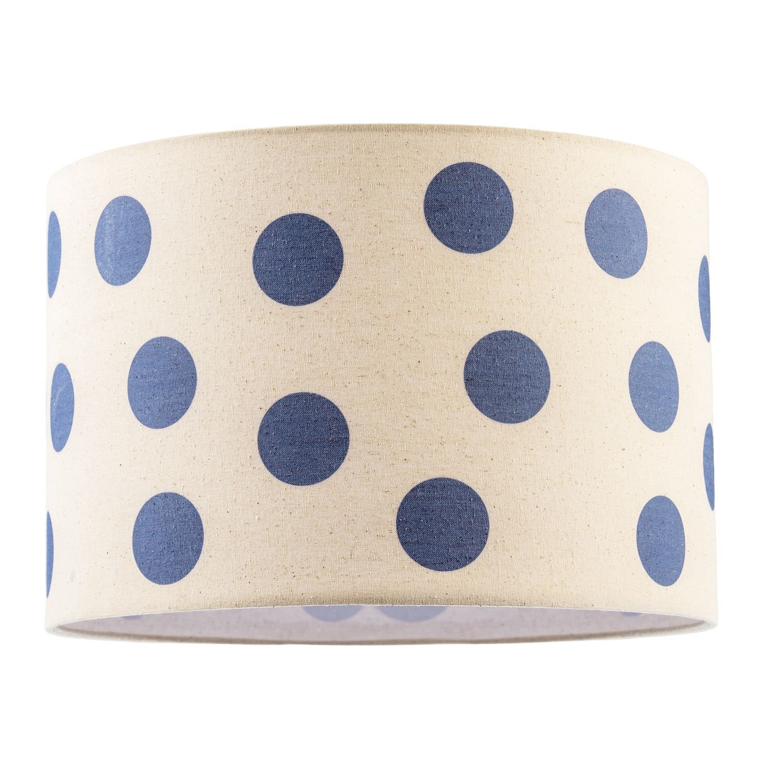 Happy Homewares Dusty Amparo Blue Linen Fabric Polka Dot Drum Lampshade - 30cm