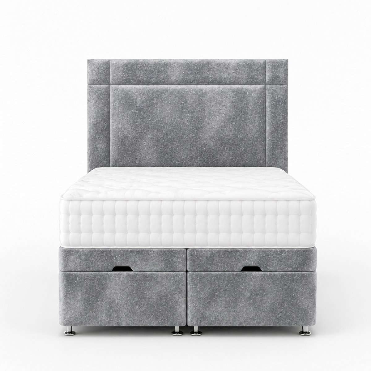 Comfy Deluxe  Jasper   6ft Super King  End Lift Ottoman Bed Set - Silver Grey