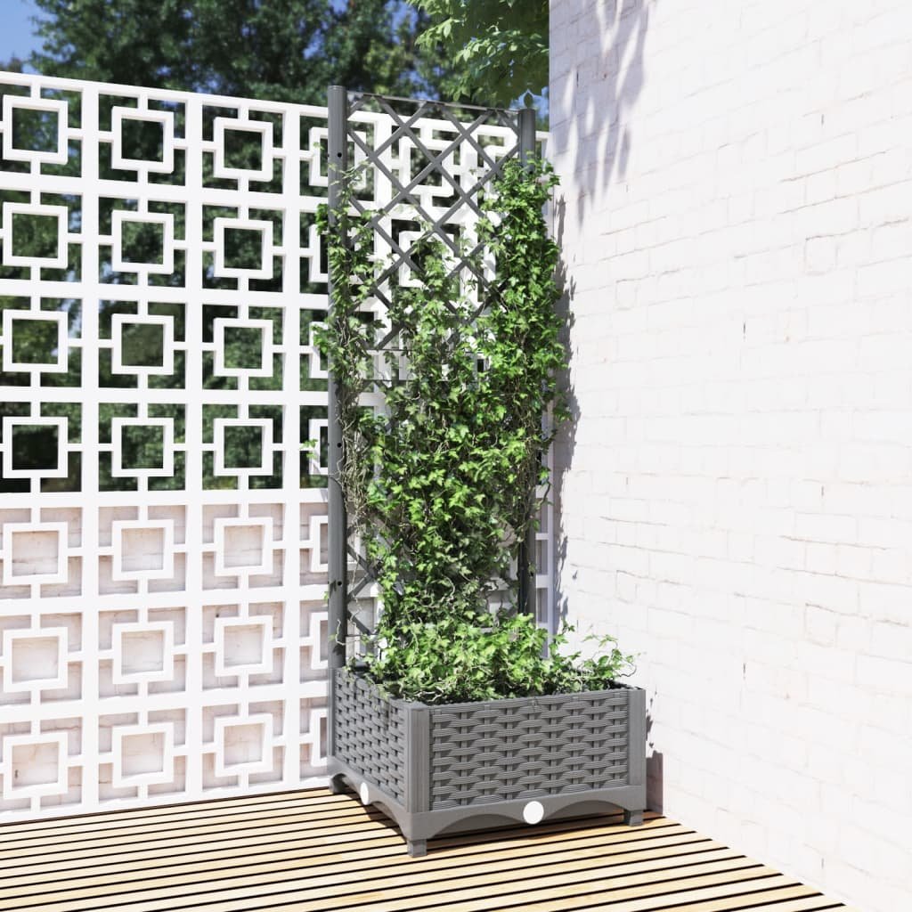 Walplus Polypropylene Garden Planter - Light Grey - 40 x 40 x 121.5 cm
